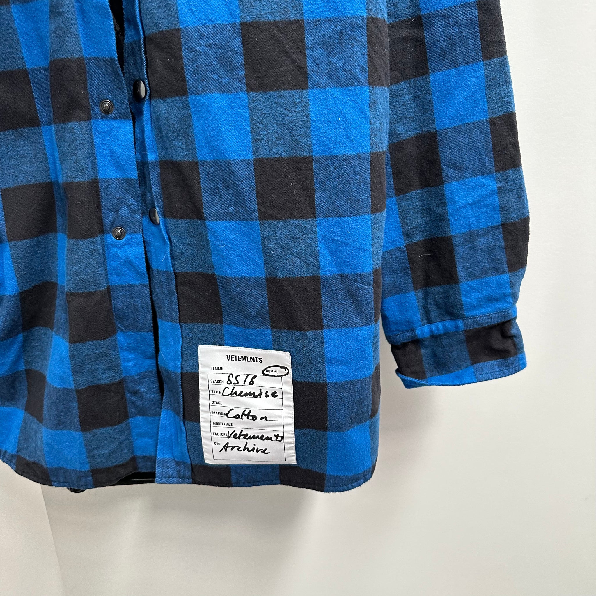 Vetements Blue Oversized Flannel Shirt (Fits L-XL)
