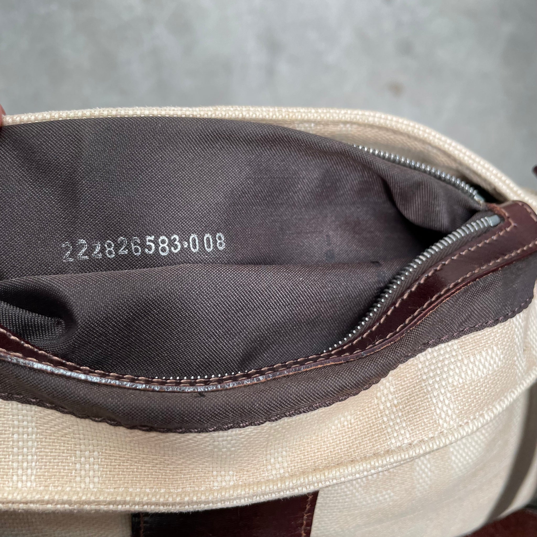 Fendi Zucca Double Strap Baguette Canvas Bag Beige