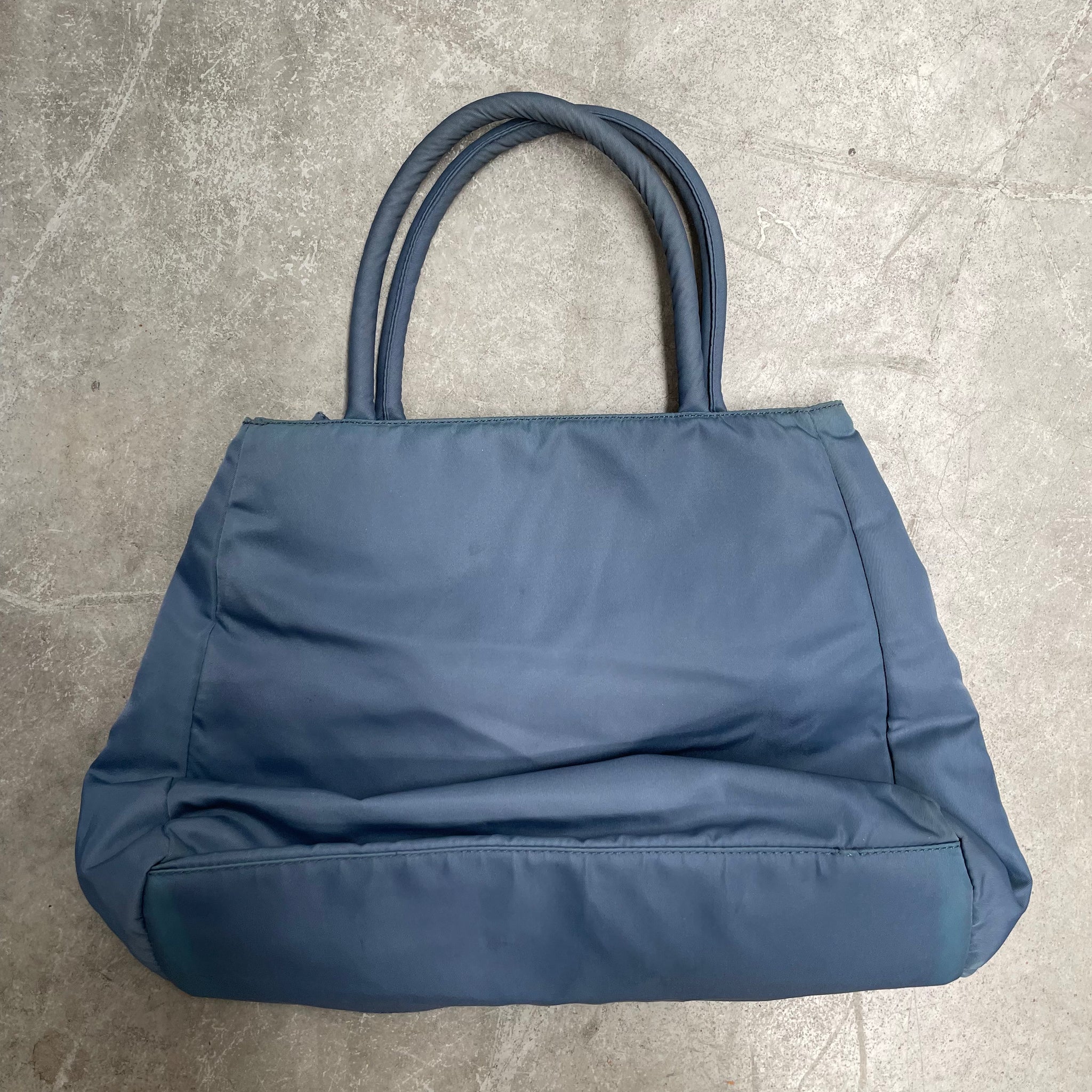 Prada Zip Hand Bag Nylon Blue