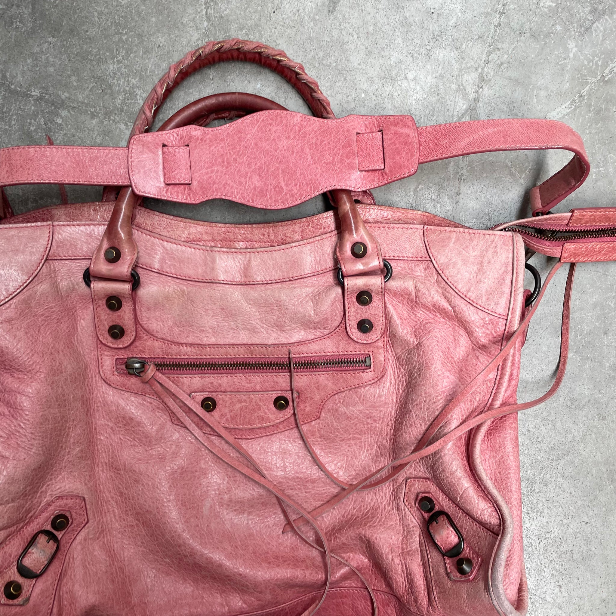 Balenciaga Motorcycle City Bag Leather Pink