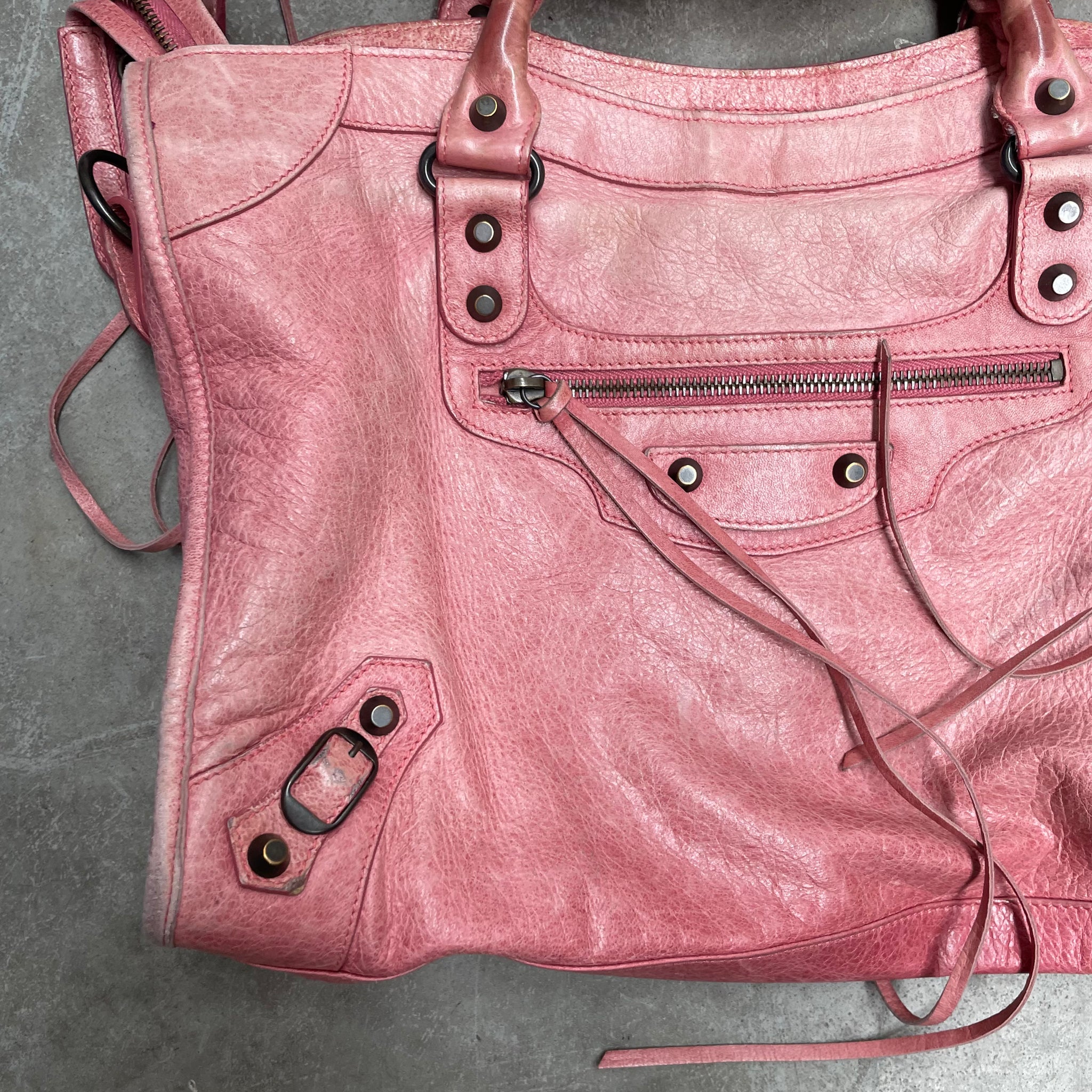 Balenciaga Motorcycle City Bag Leather Pink