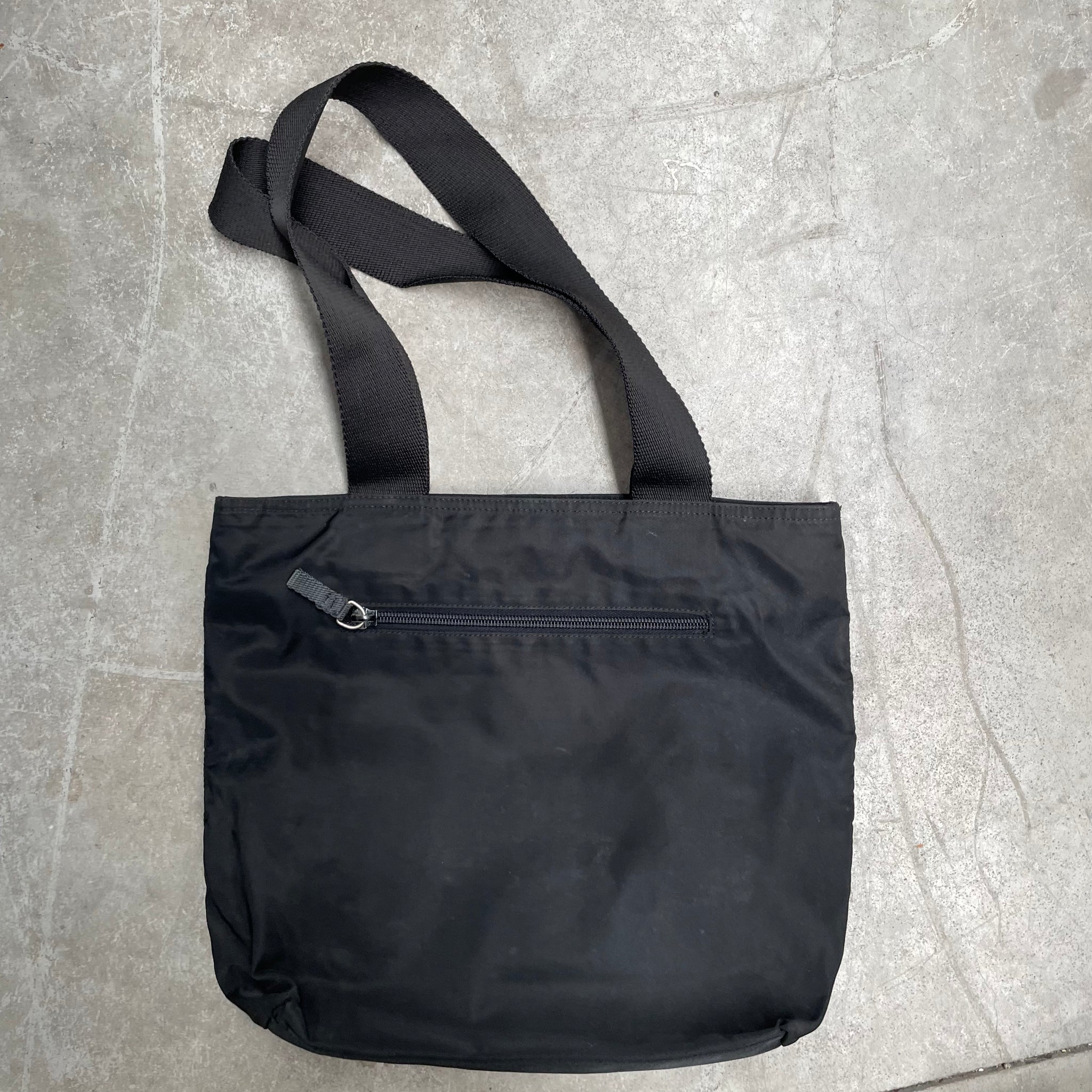 Prada Thick Strap Back Strap Tote Bag Nylon Black