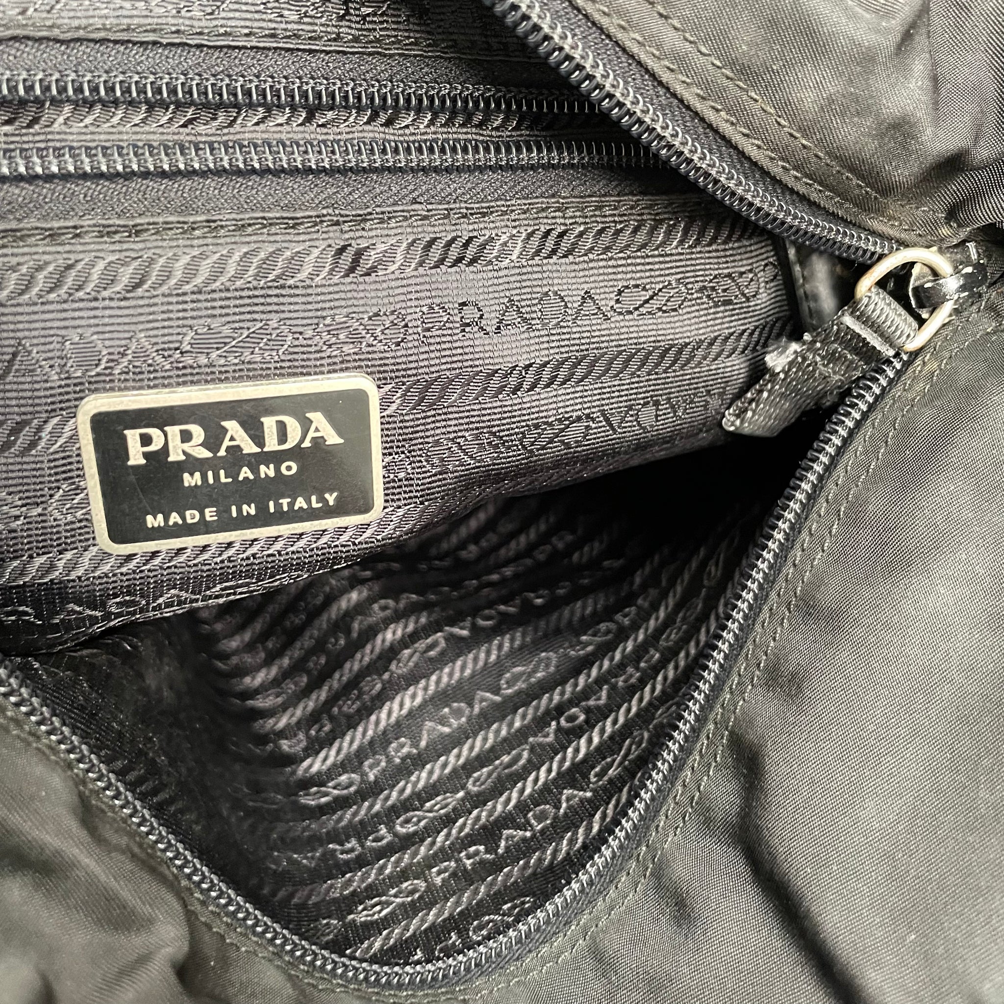 Prada Thick Strap Back Strap Tote Bag Nylon Black