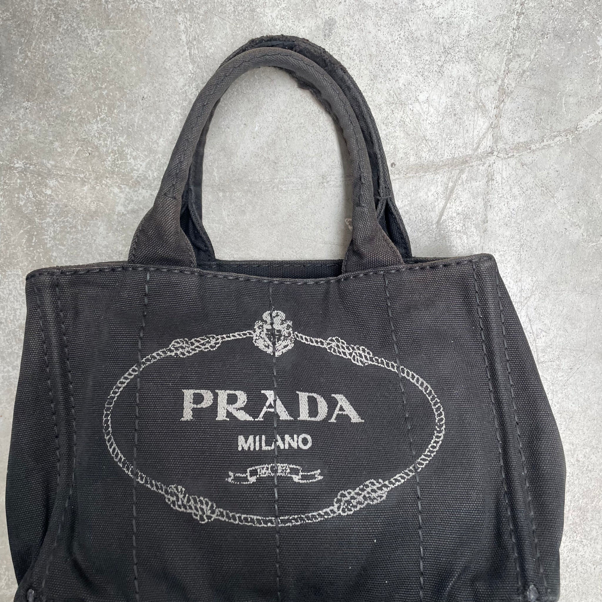 Prada Small Cotton Canvas Tote Black