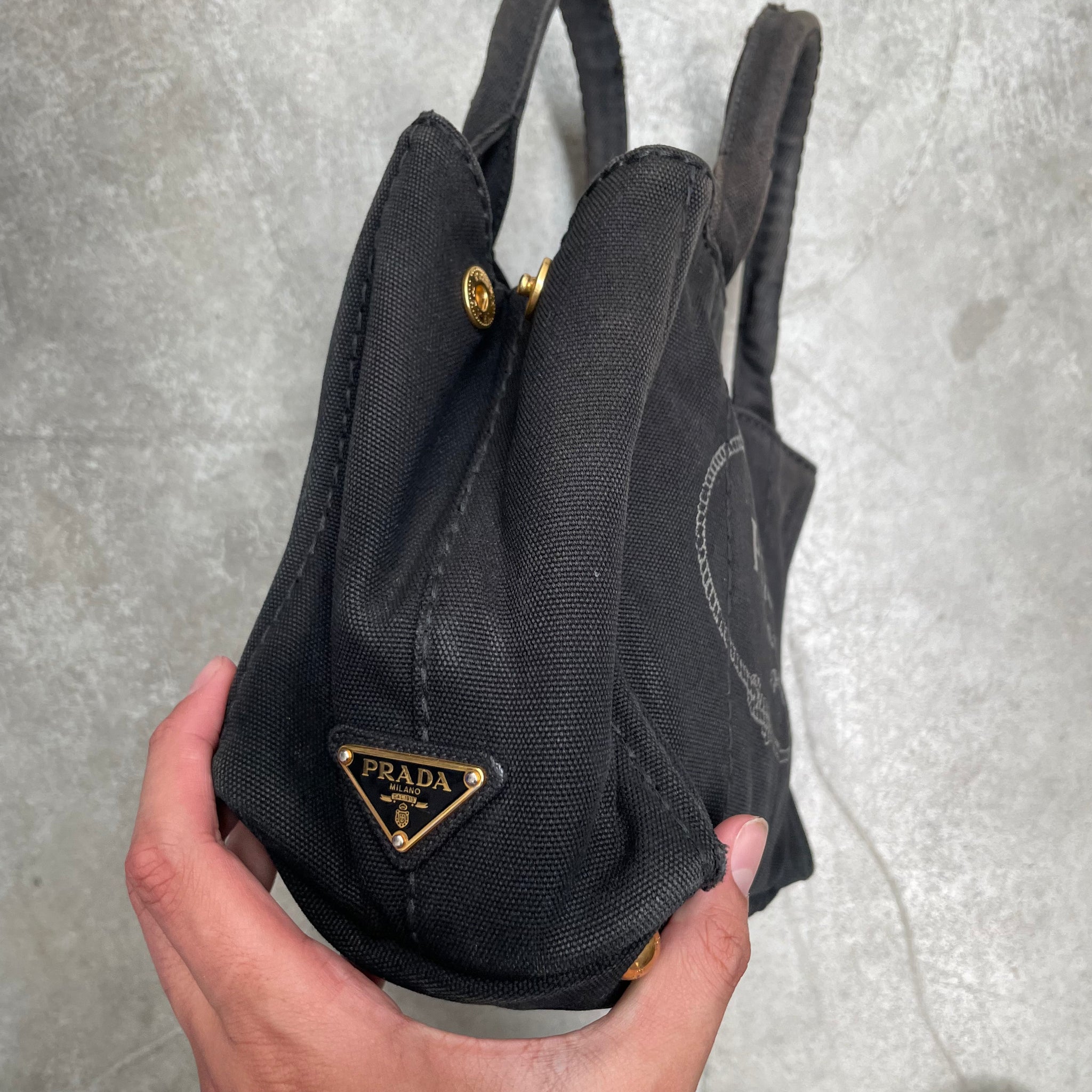 Prada Small Cotton Canvas Tote Black