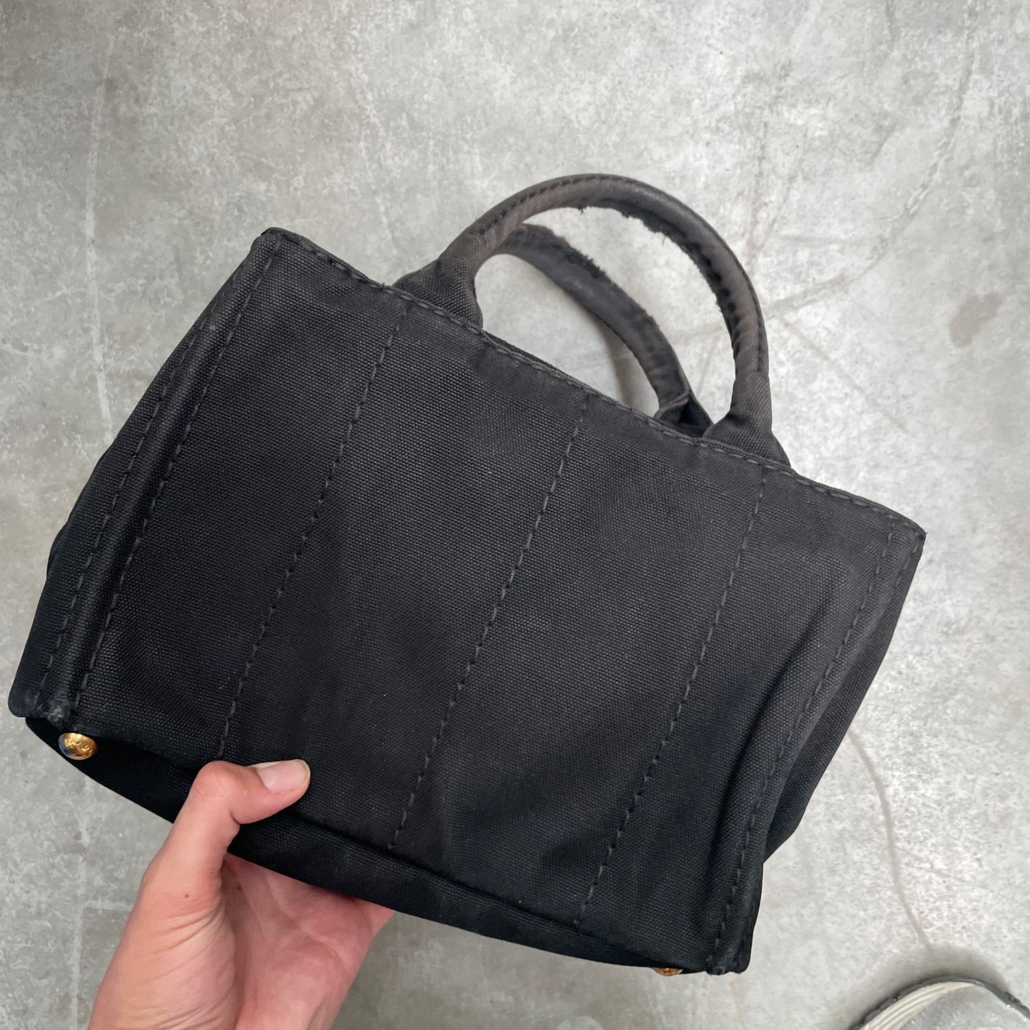 Prada Small Cotton Canvas Tote Black
