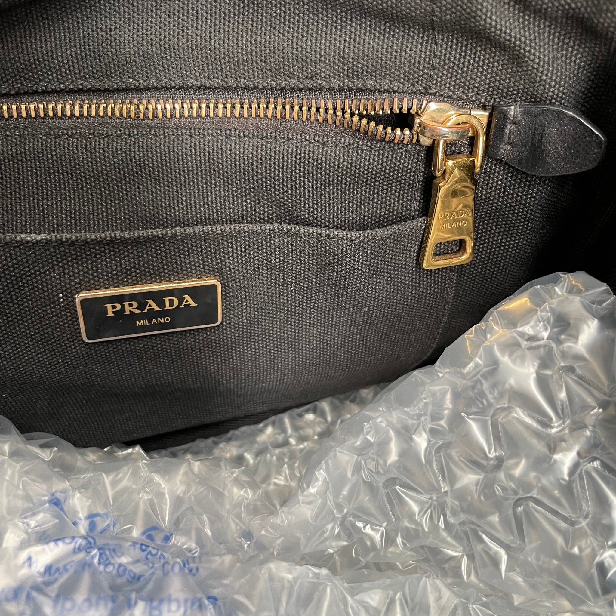 Prada Small Cotton Canvas Tote Black