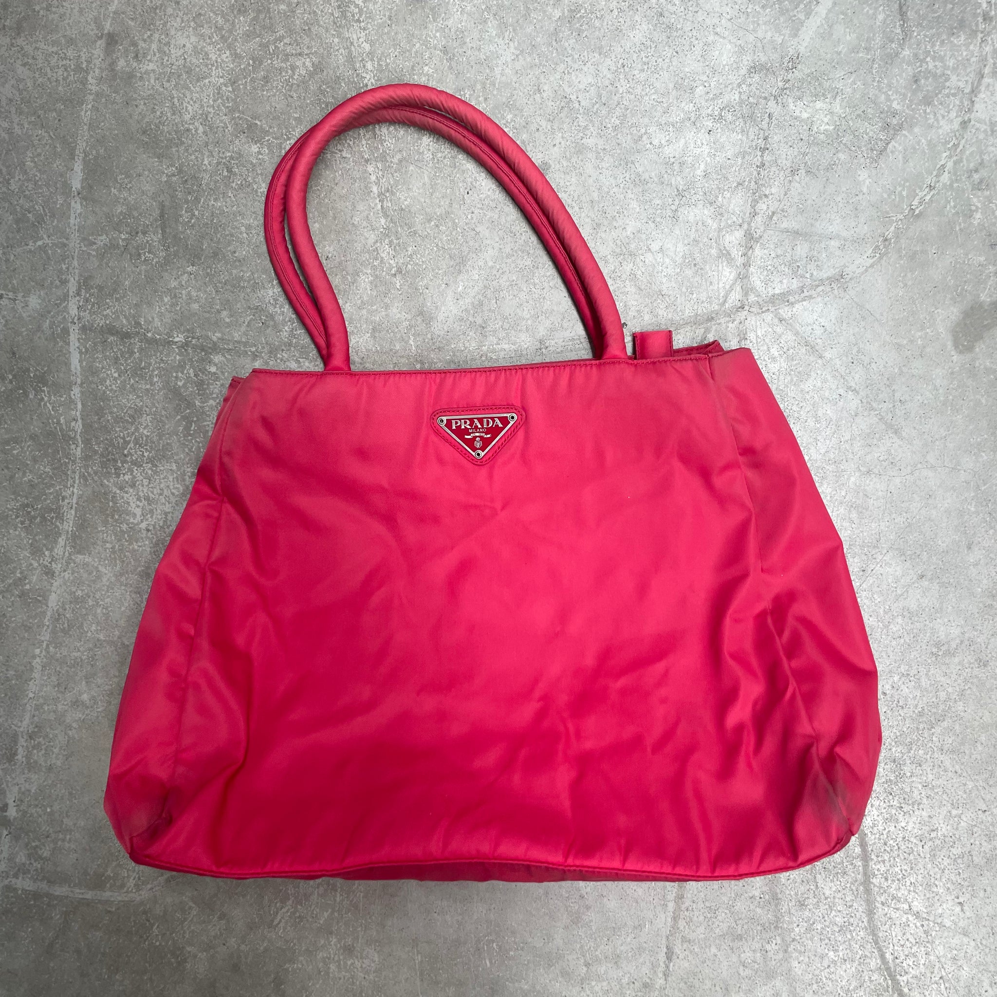 Prada Zip Hand Bag Nylon Red