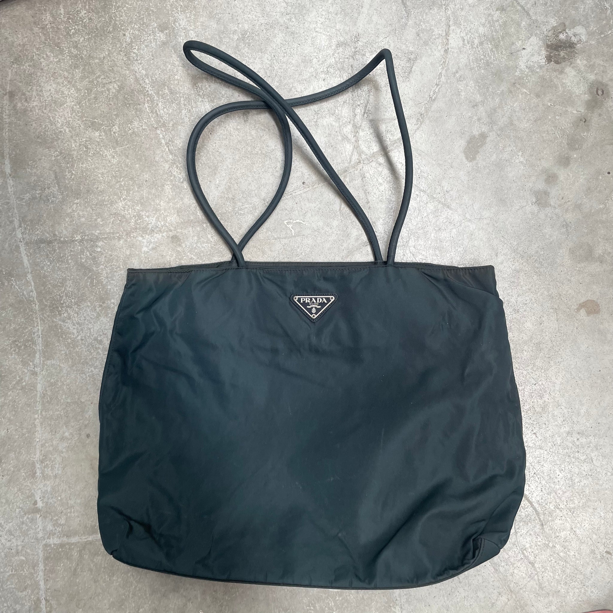 Prada Long Strap Tote Bag Nylon Aqua Green