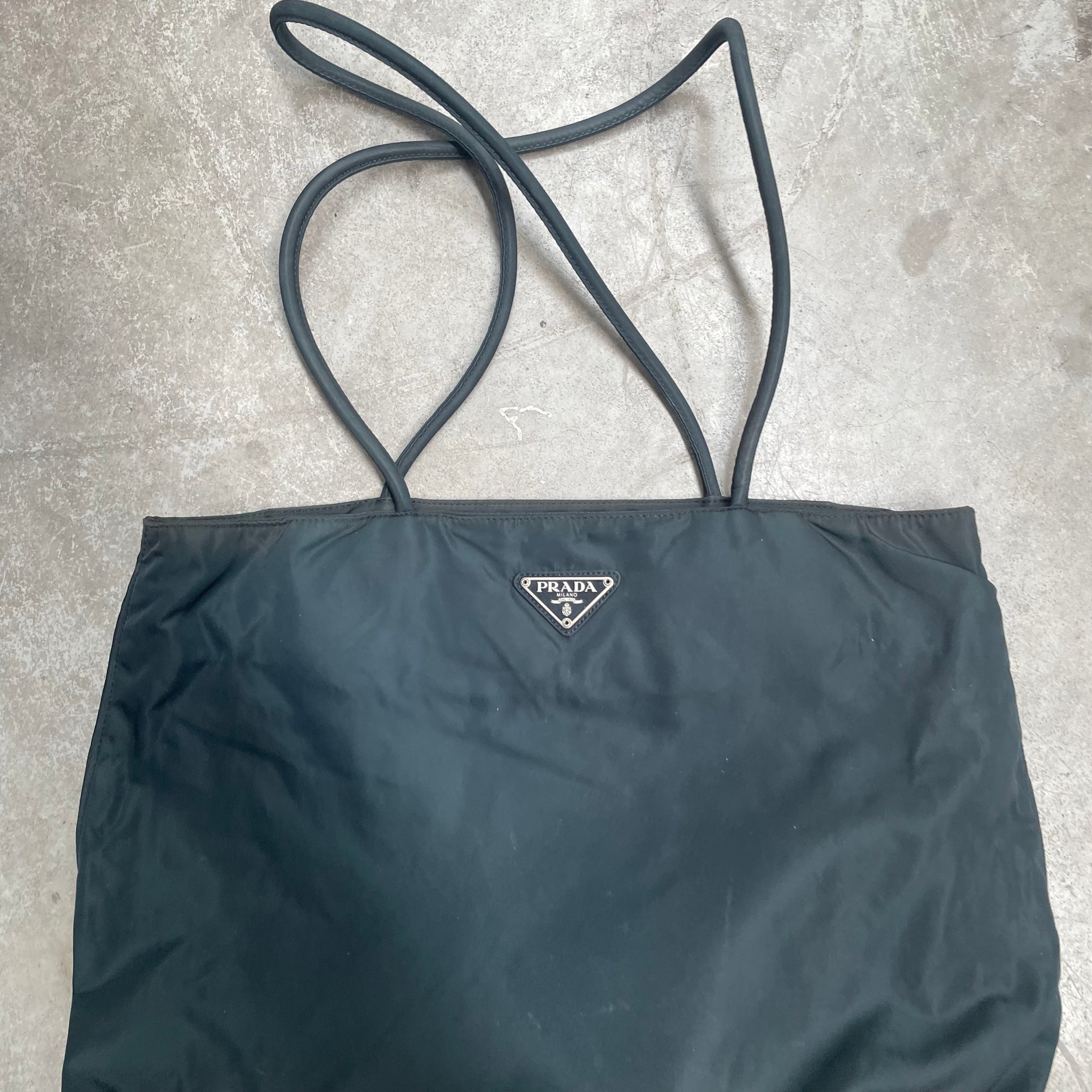 Prada Long Strap Tote Bag Nylon Aqua Green