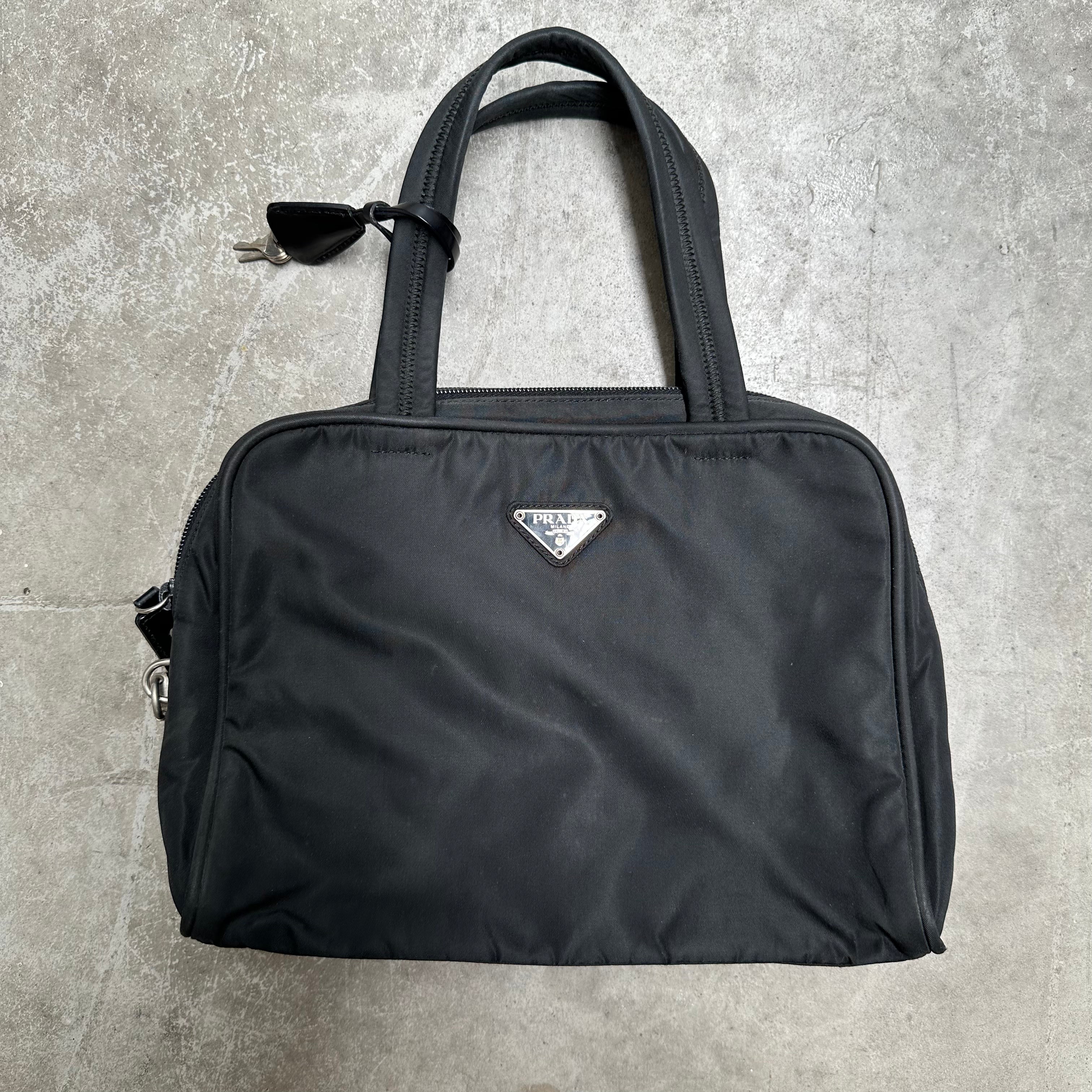 Prada Zip Around Hand Bag Nylon Black