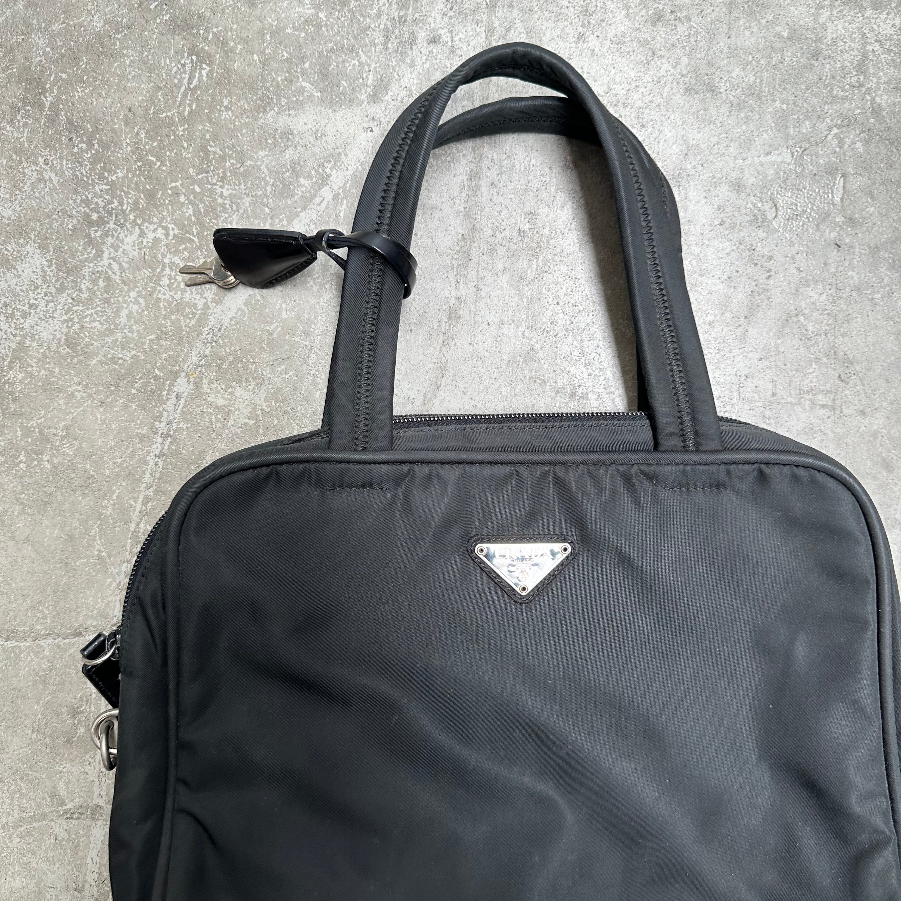 Prada Zip Around Hand Bag Nylon Black