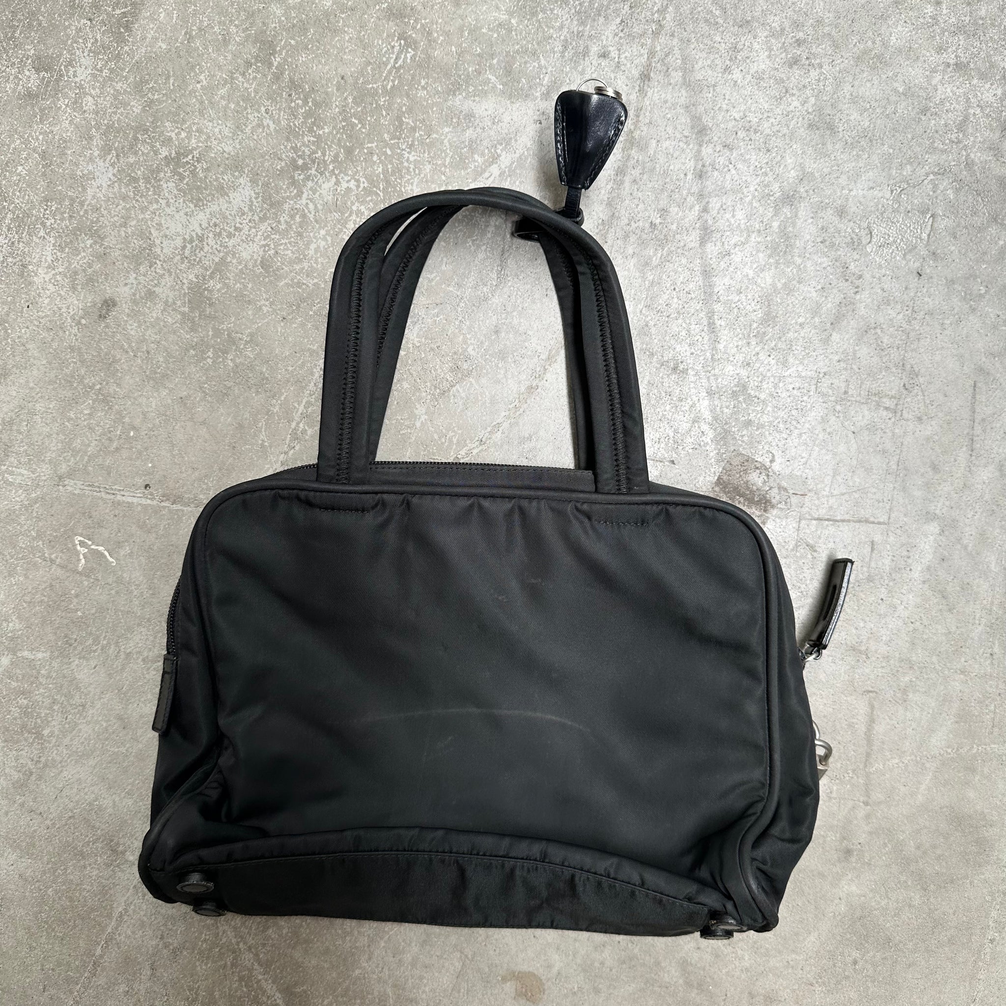Prada Zip Around Hand Bag Nylon Black