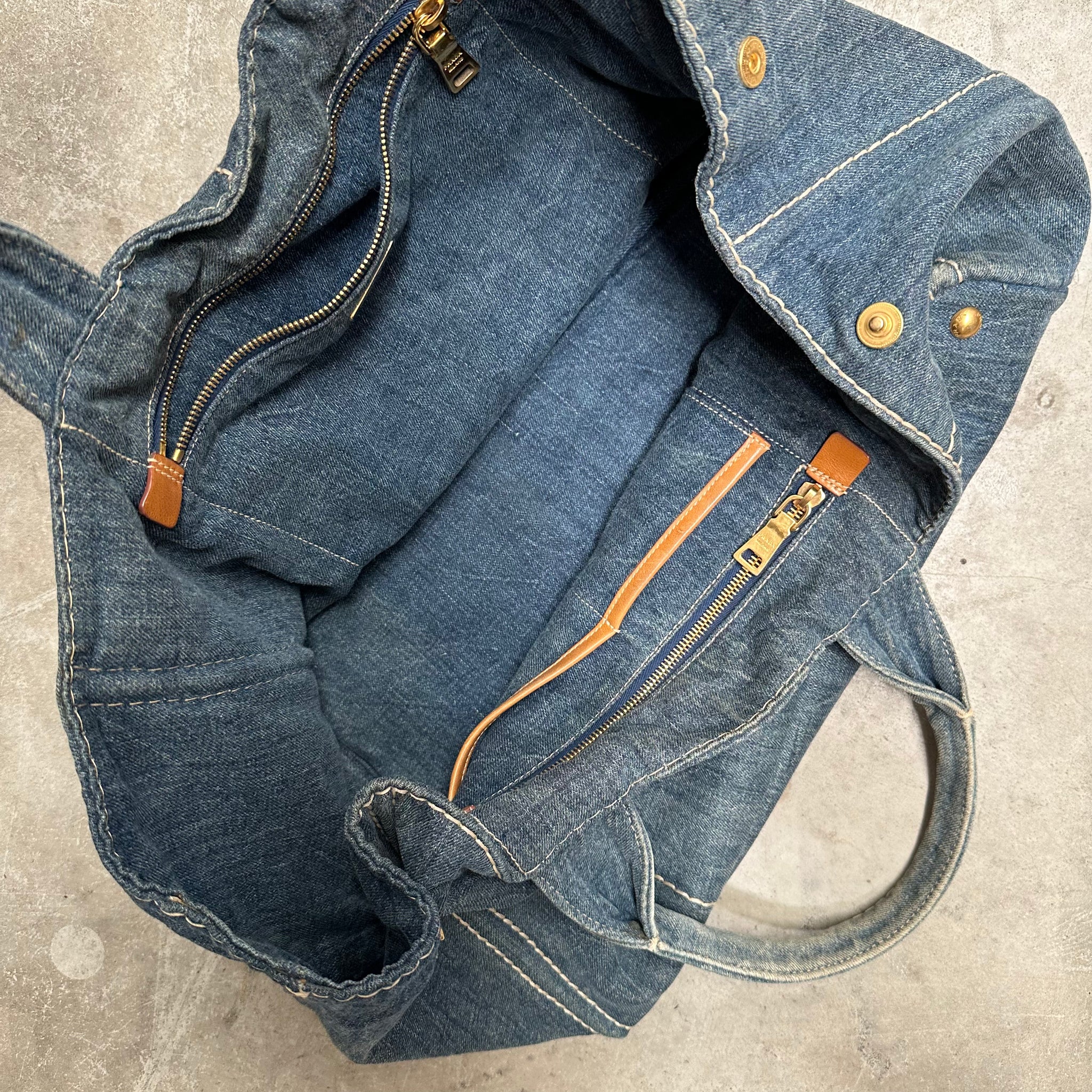 Prada Canapa Blue Thick Canvas Denim Canvas Tote Bag