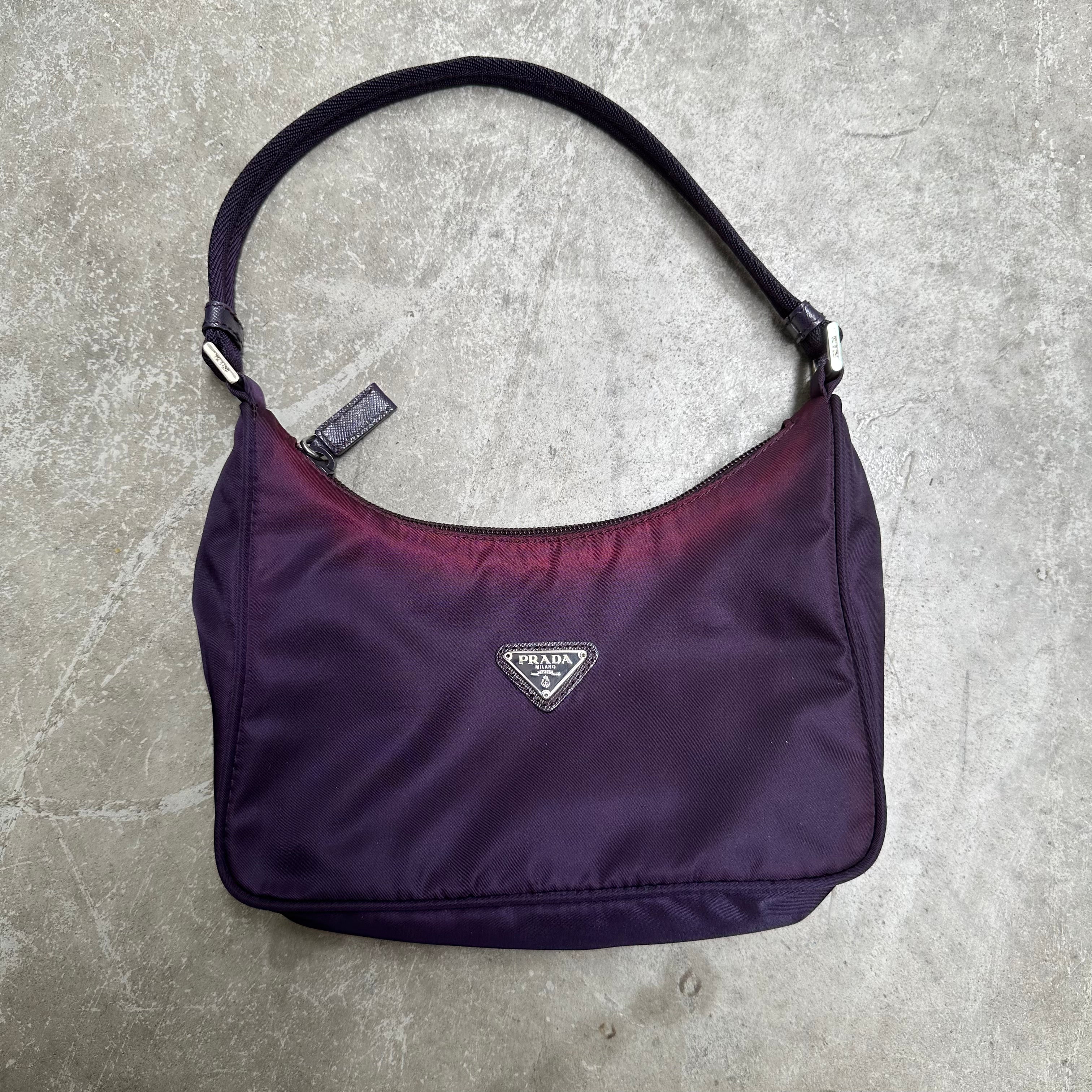Prada Hobo Shoulder Bag Nylon Dark Purple