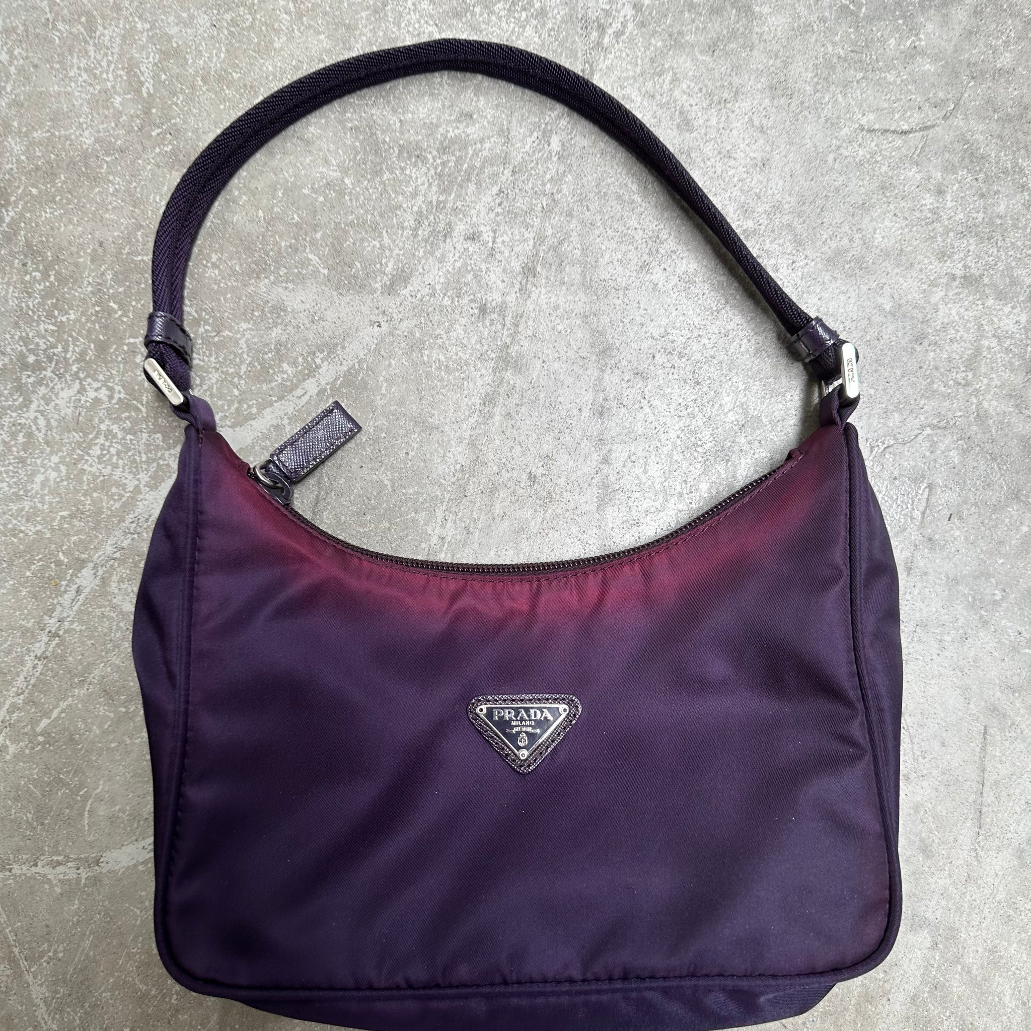 Prada Hobo Shoulder Bag Nylon Dark Purple