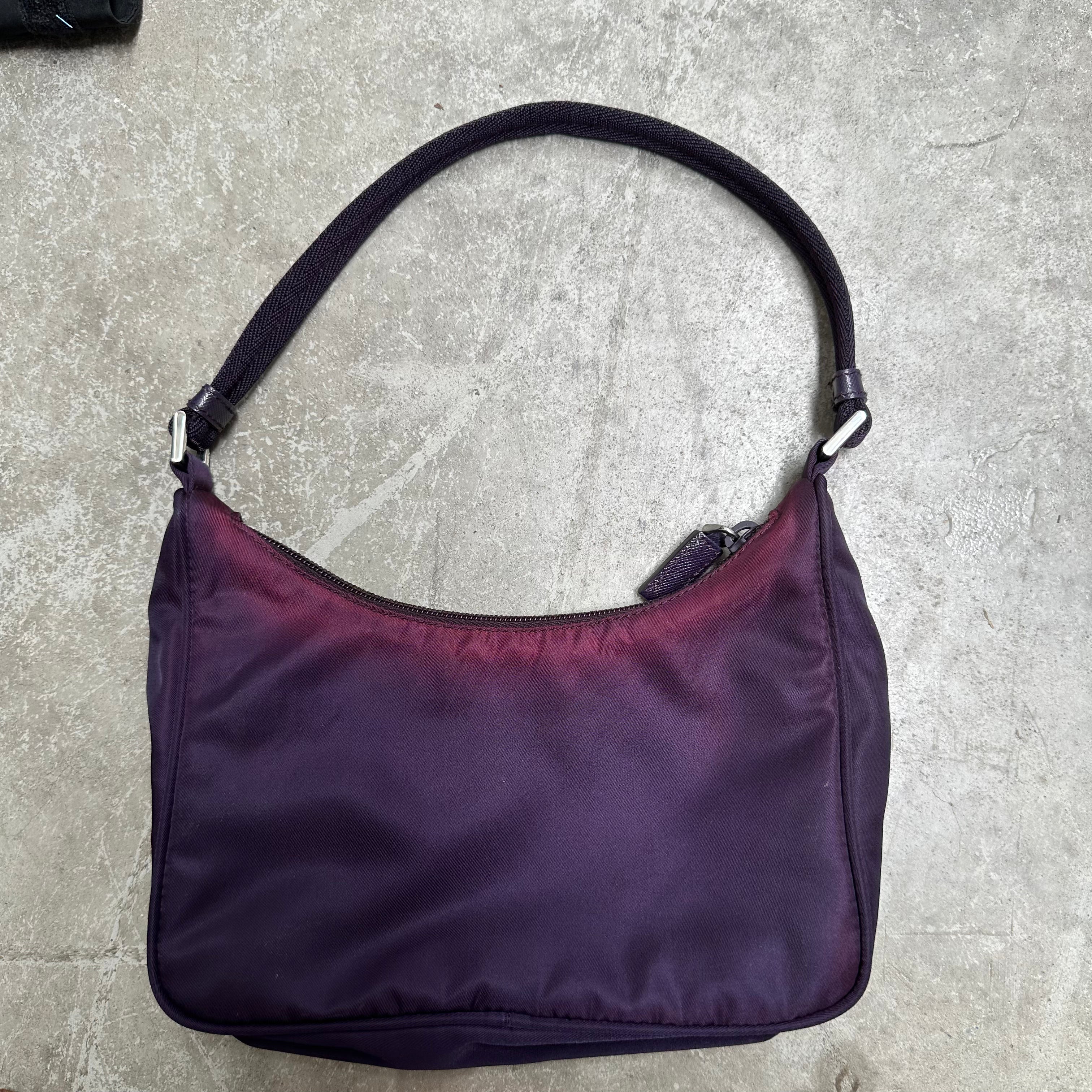 Prada Hobo Shoulder Bag Nylon Dark Purple