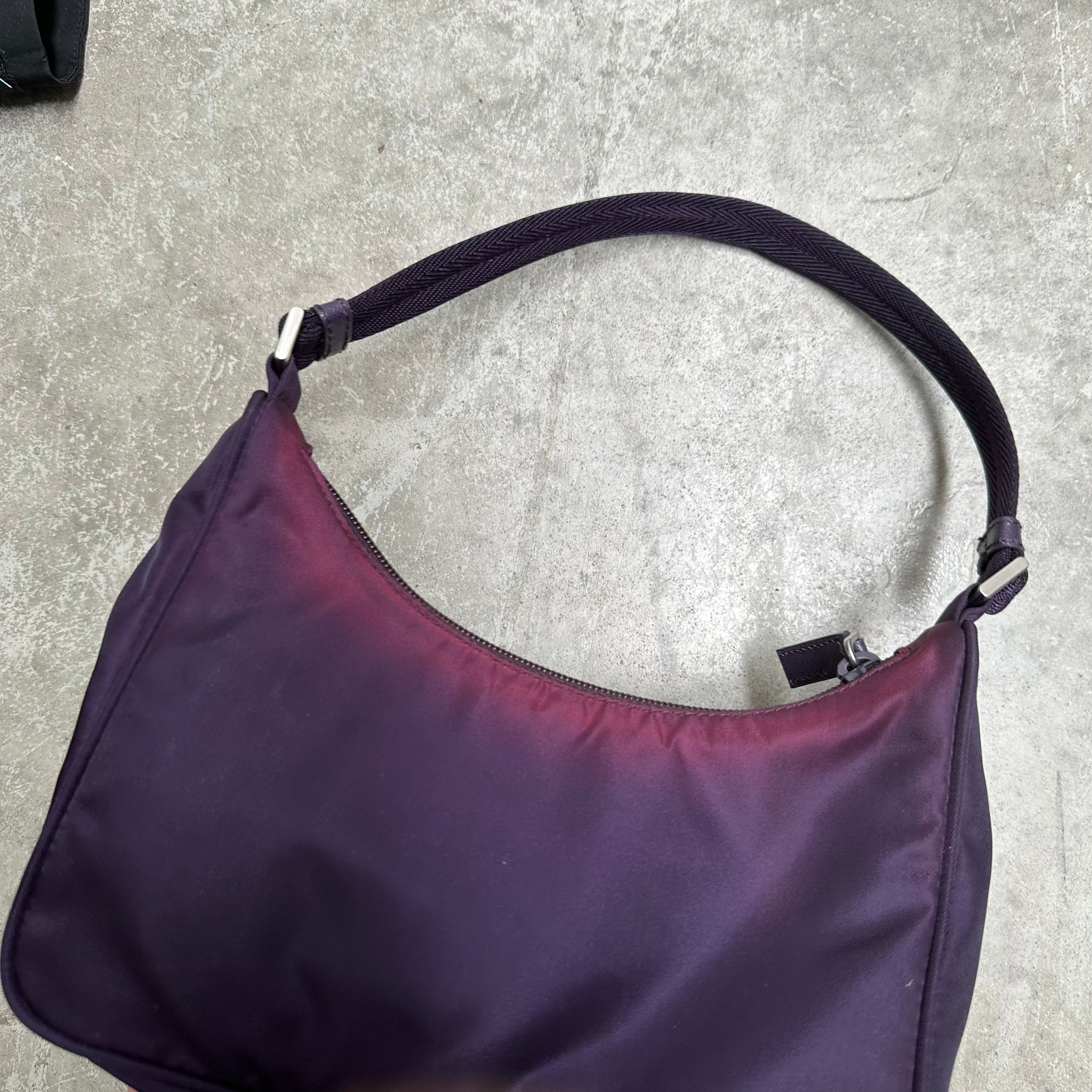 Prada Hobo Shoulder Bag Nylon Dark Purple