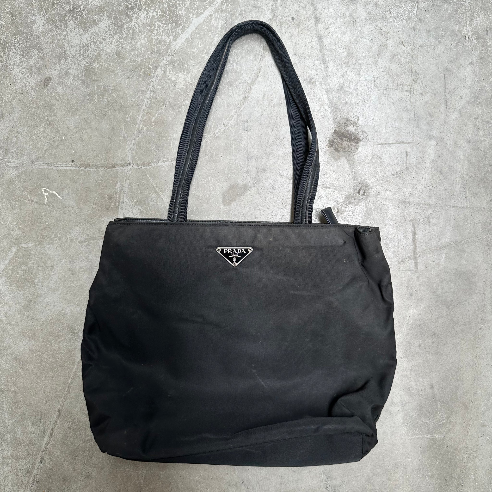 Prada Back Zip Black Tote Bag