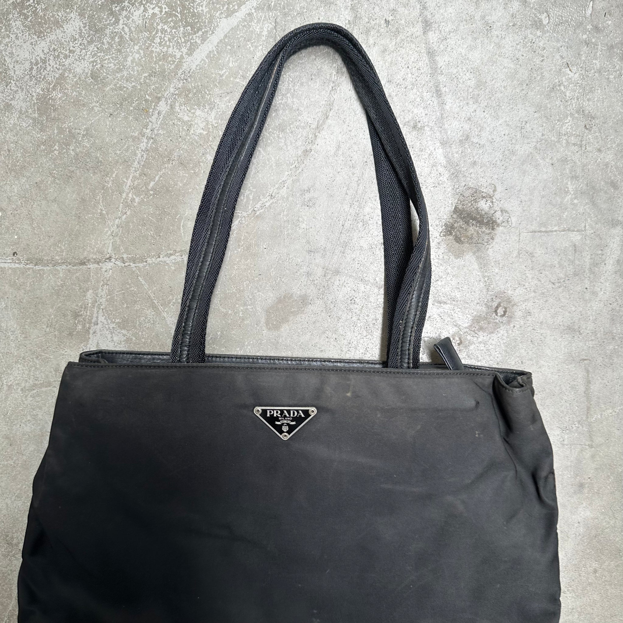 Prada Back Zip Black Tote Bag