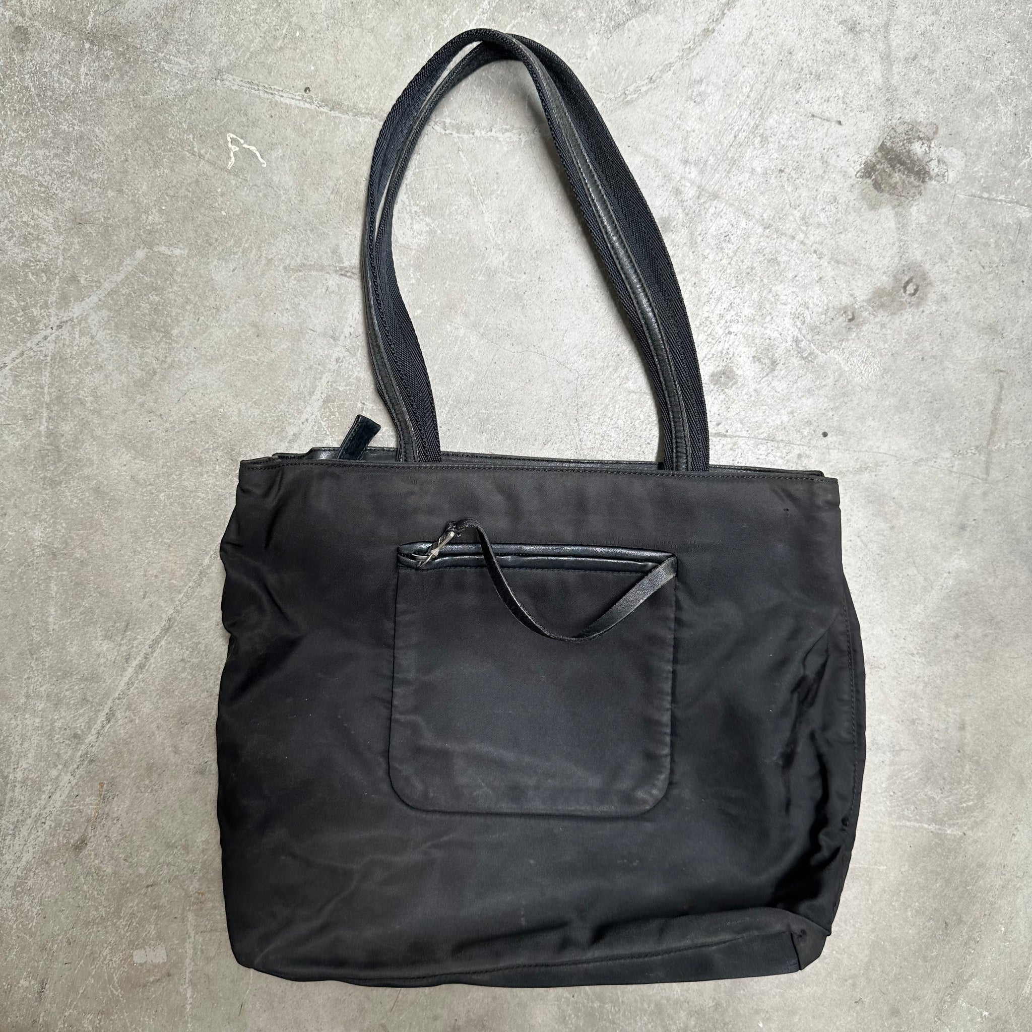 Prada Back Zip Black Tote Bag