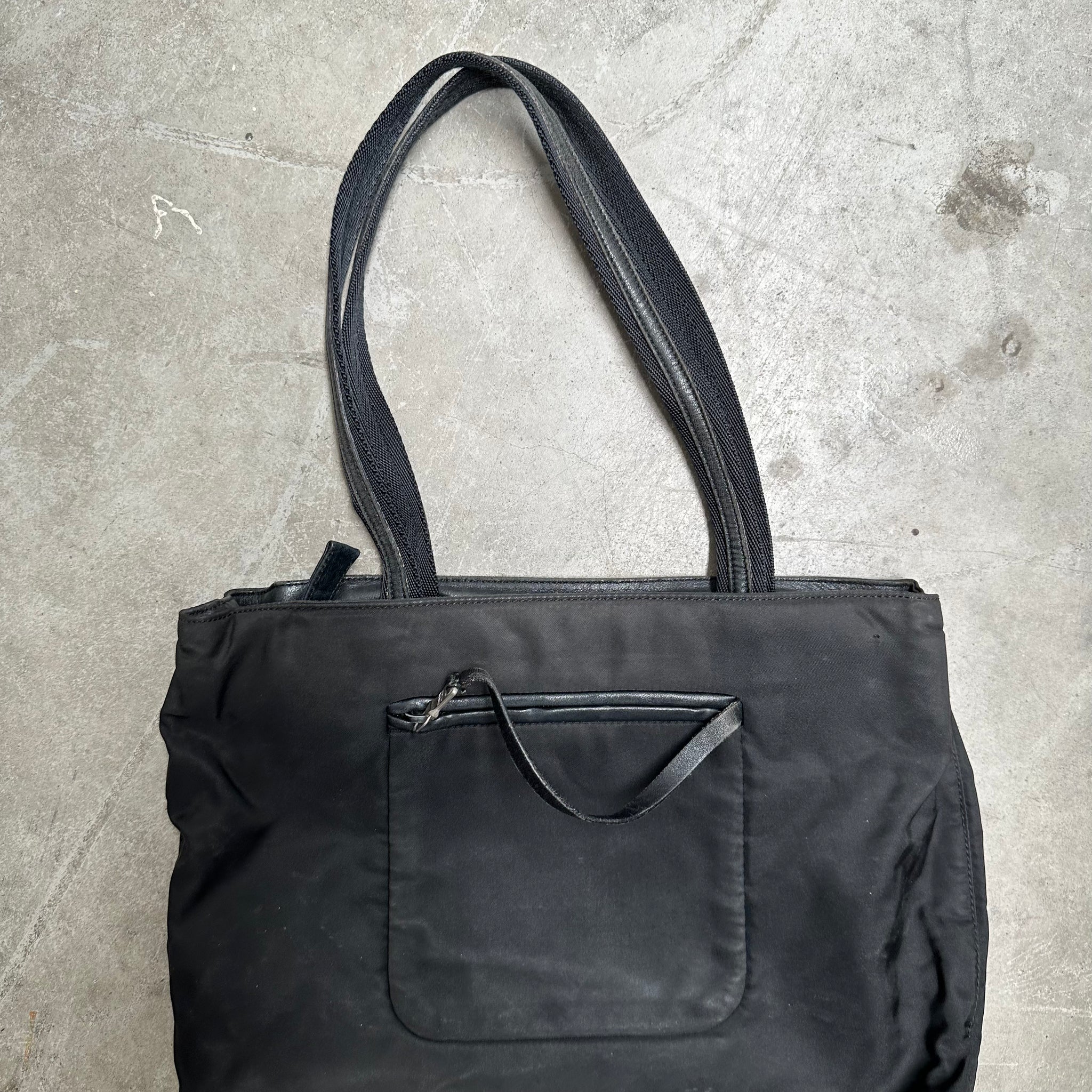 Prada Back Zip Black Tote Bag
