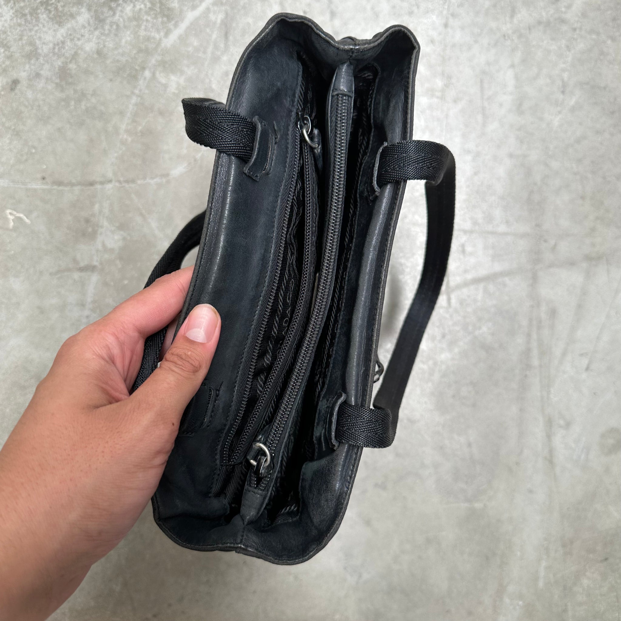 Prada Back Zip Black Tote Bag