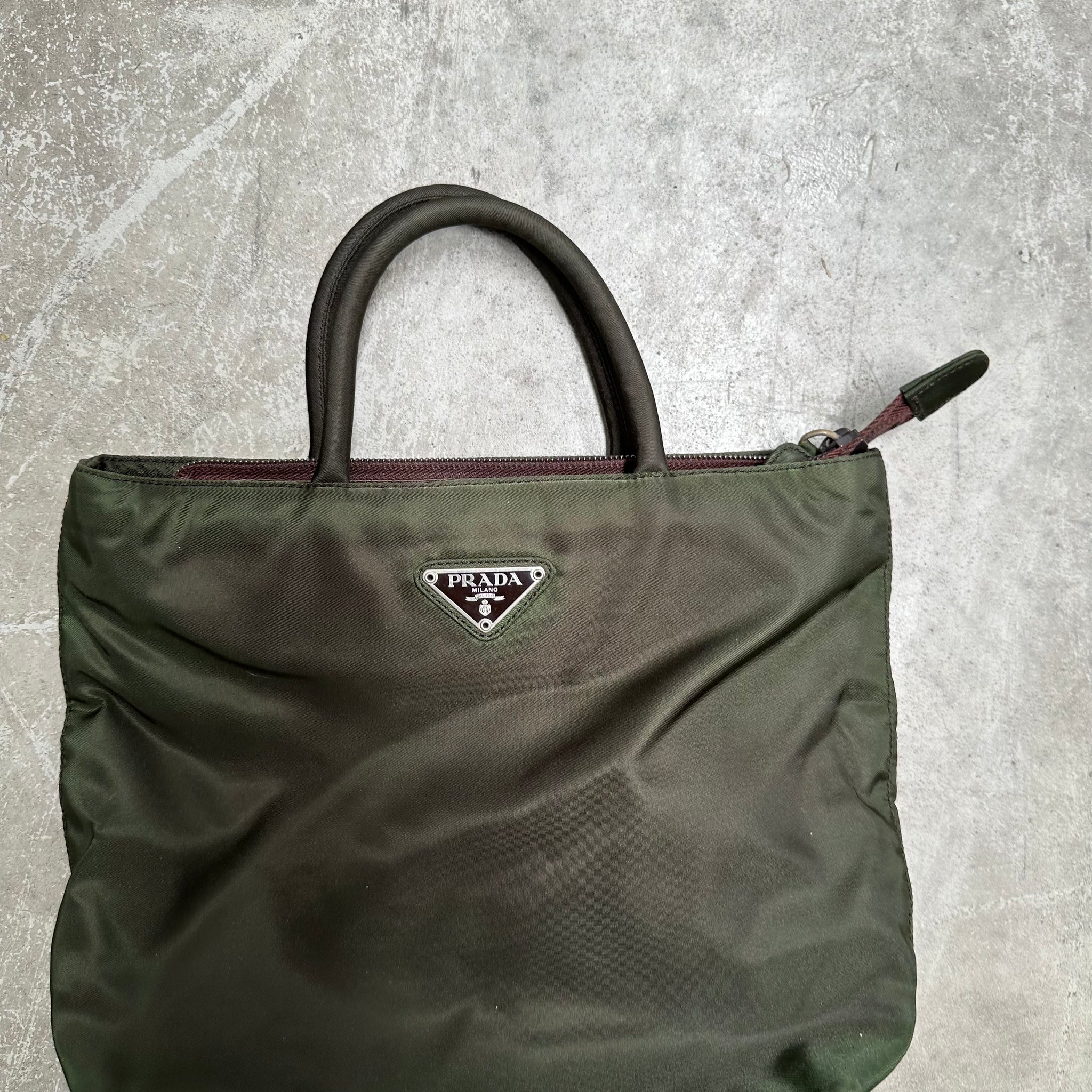 Prada Short Handle Green Bag