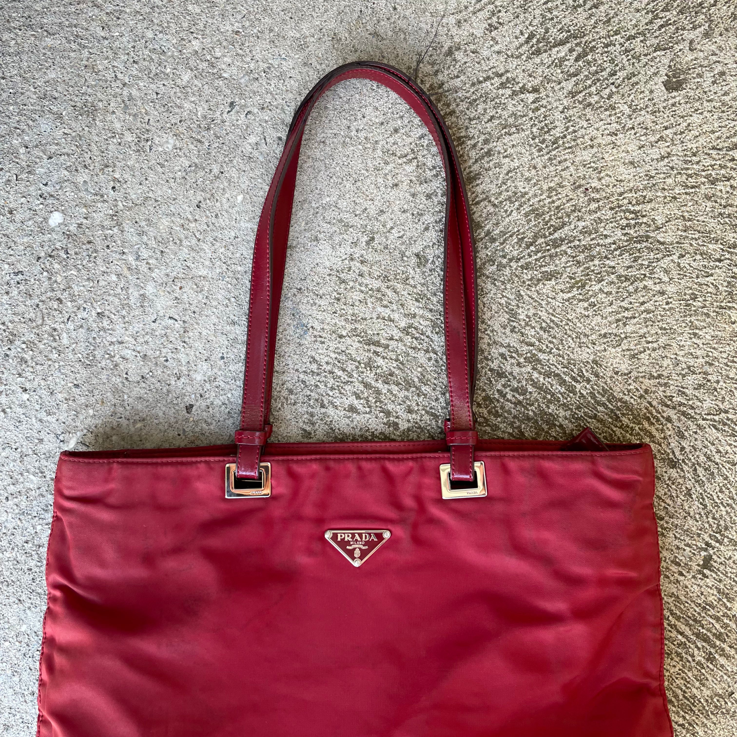 Prada Nylon Red Tote Bag
