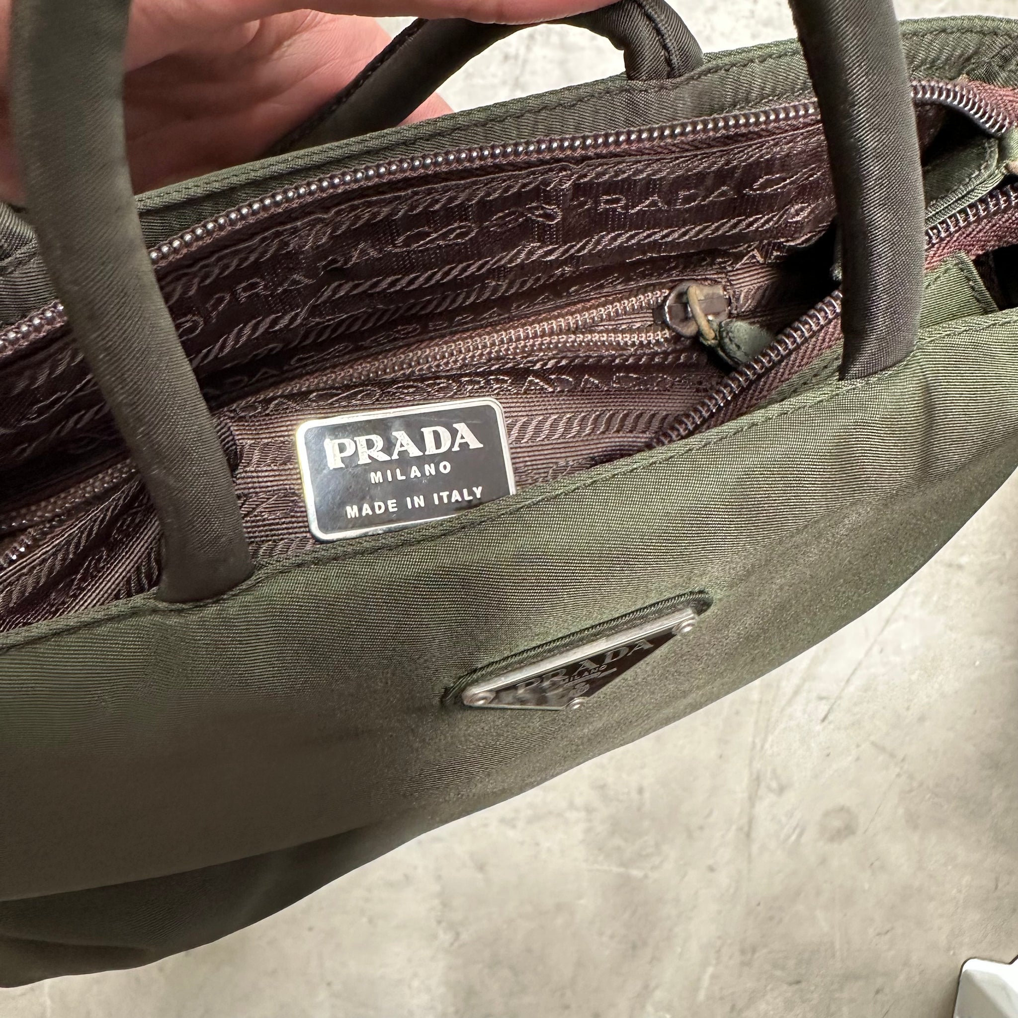 Prada Short Handle Green Bag