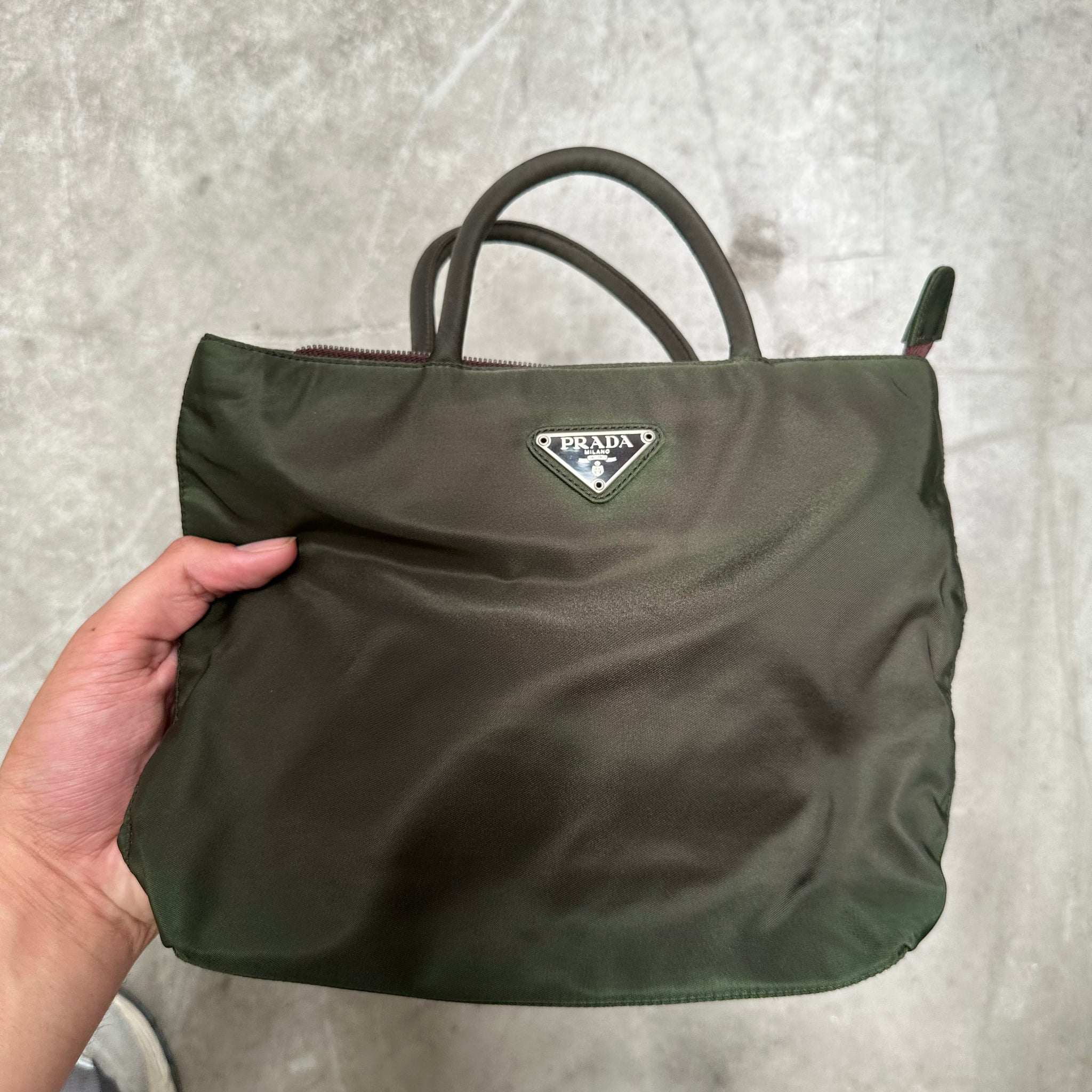 Prada Short Handle Green Bag