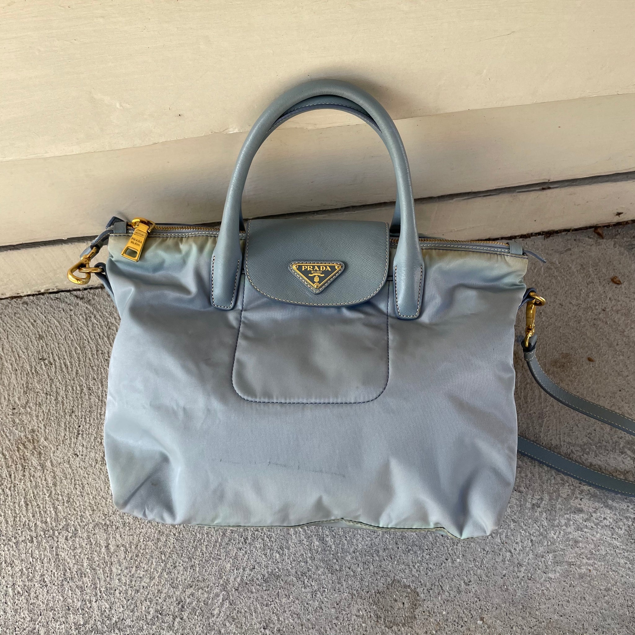 Prada Nylon Blue Hand Bag
