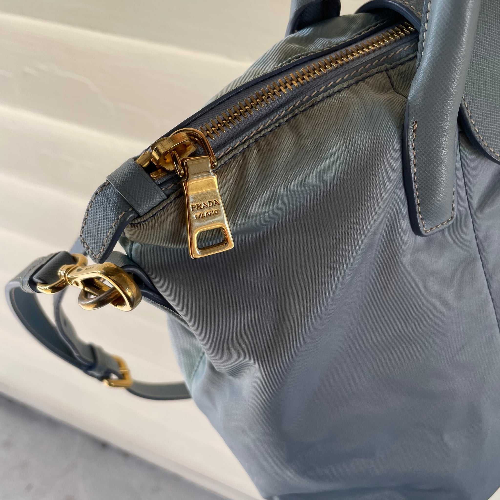 Prada Nylon Blue Hand Bag