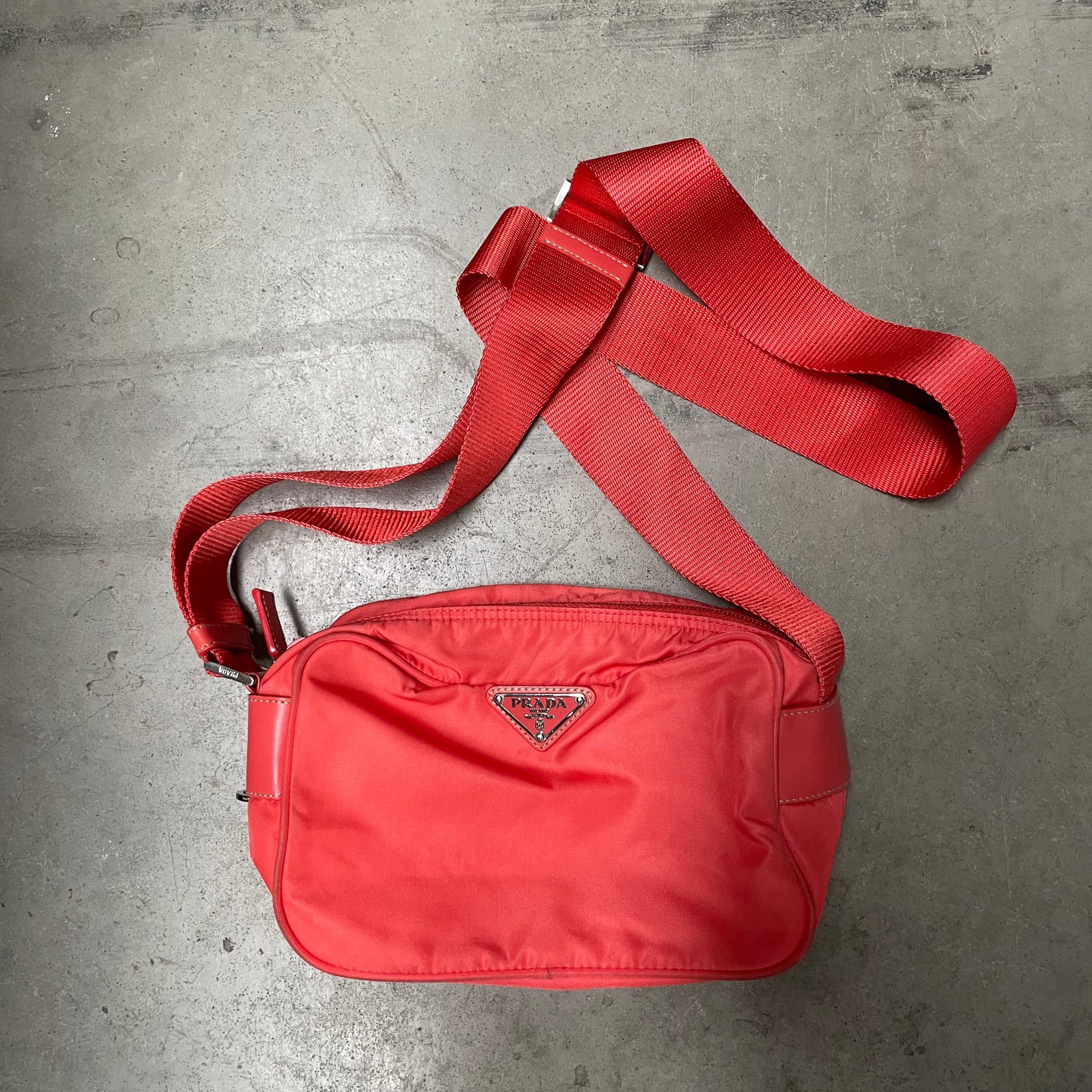 Prada Red Shoulder Bag with Long Strap