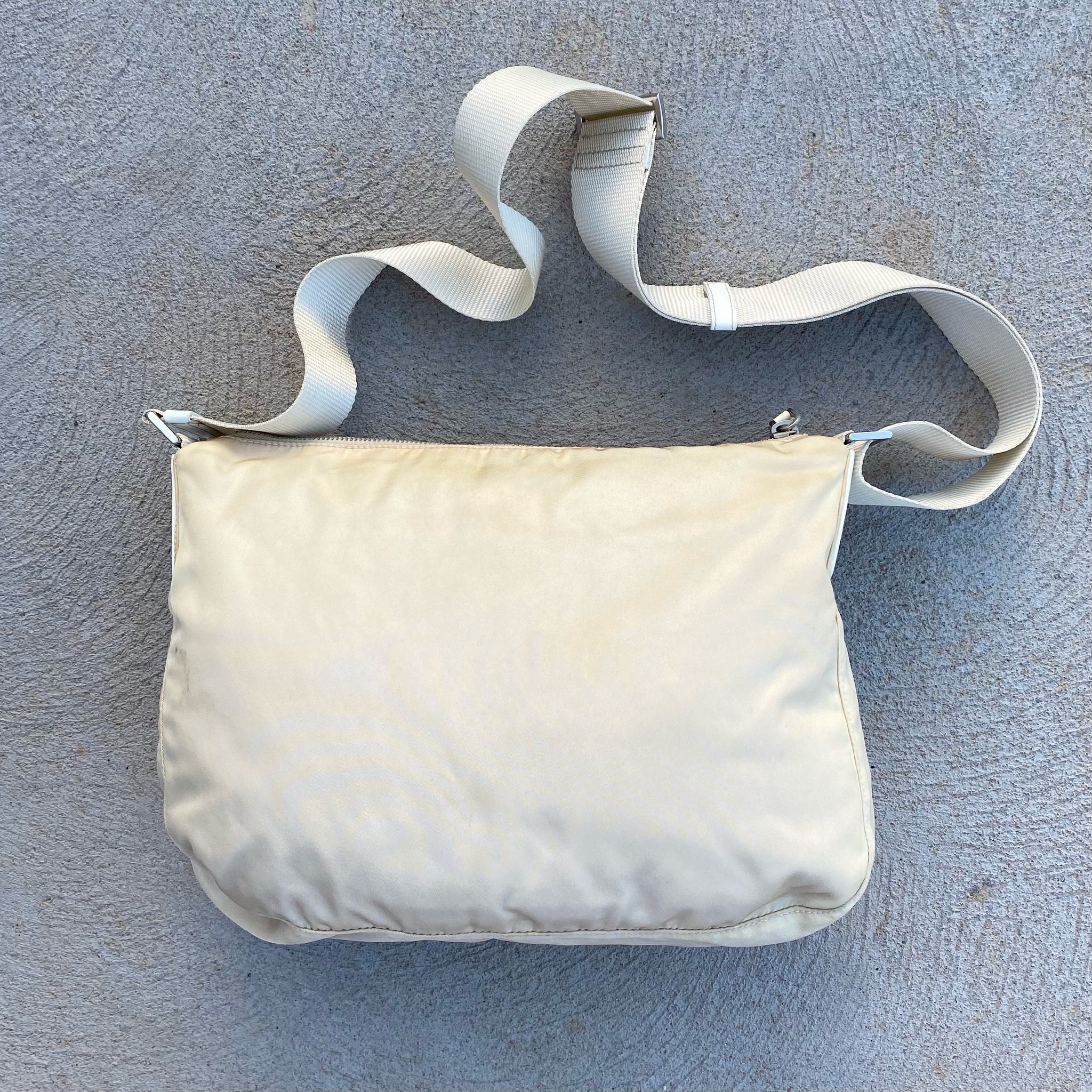 Prada Nylon Vintage Cream Large Side Bag