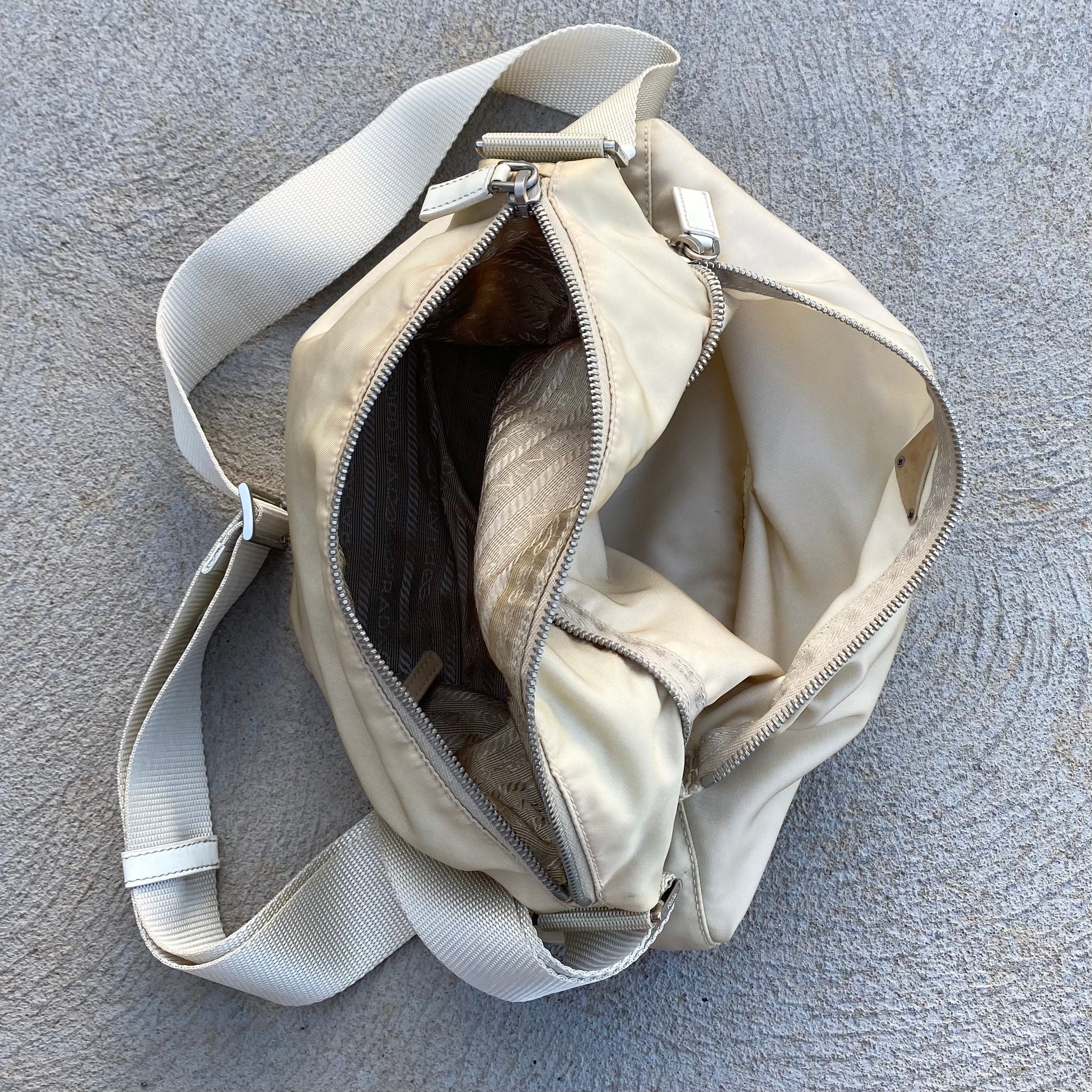 Prada Nylon Vintage Cream Large Side Bag