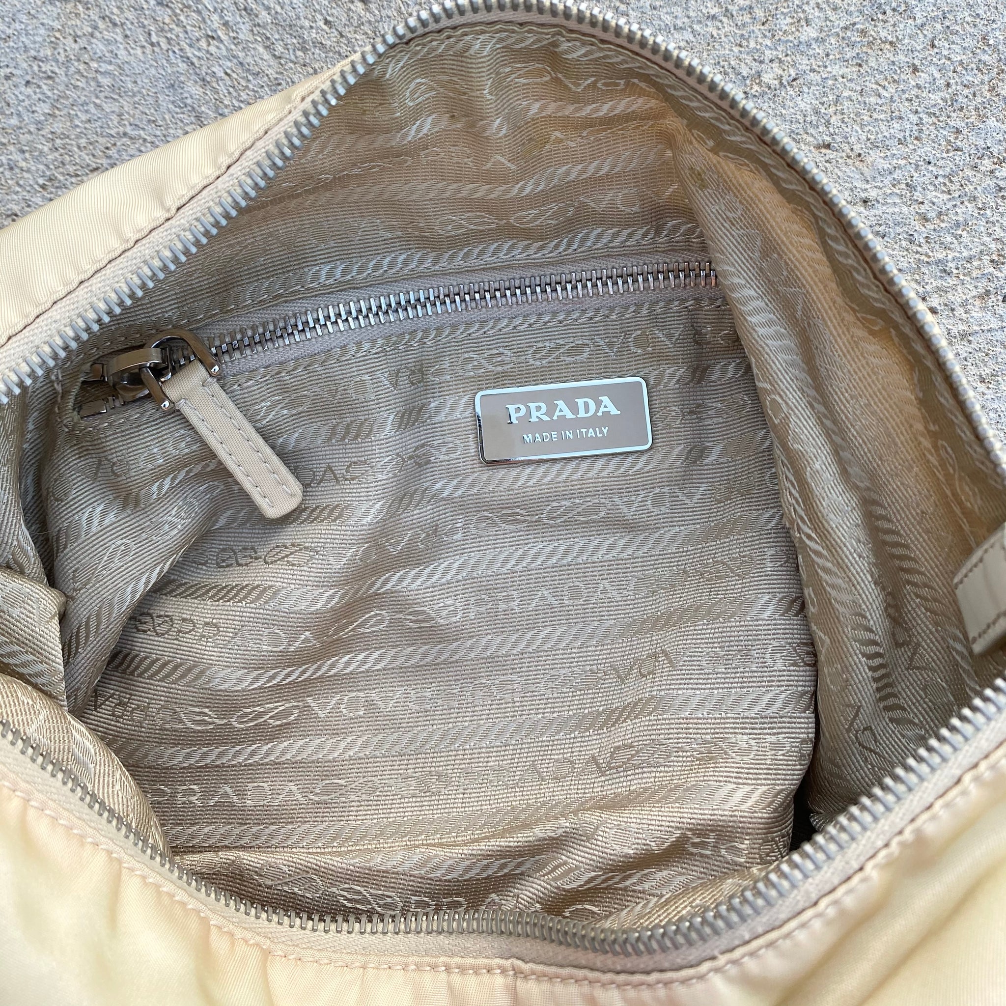 Prada Nylon Vintage Cream Large Side Bag