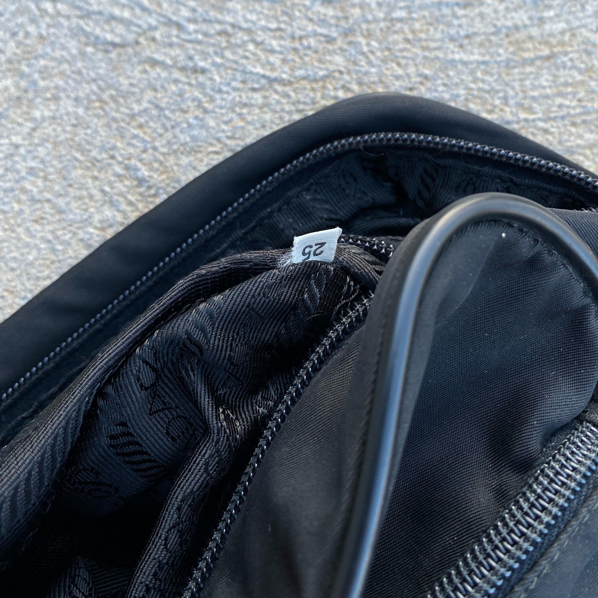 Prada Nylon Black Saffiano Leather Detailing Side Bag