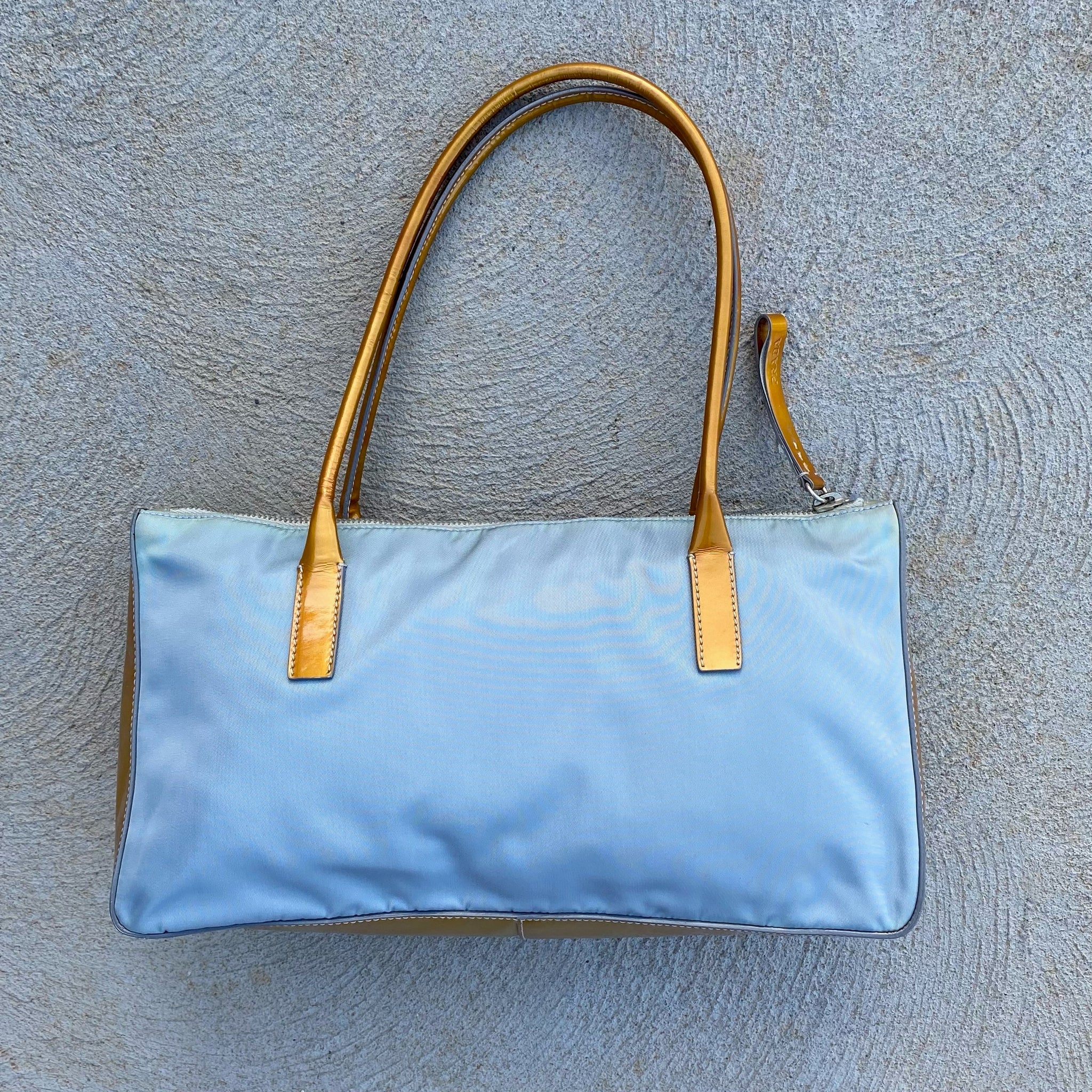 Prada Vintage Nylon and Patent Leather Blue Hand / Shoulder Bag