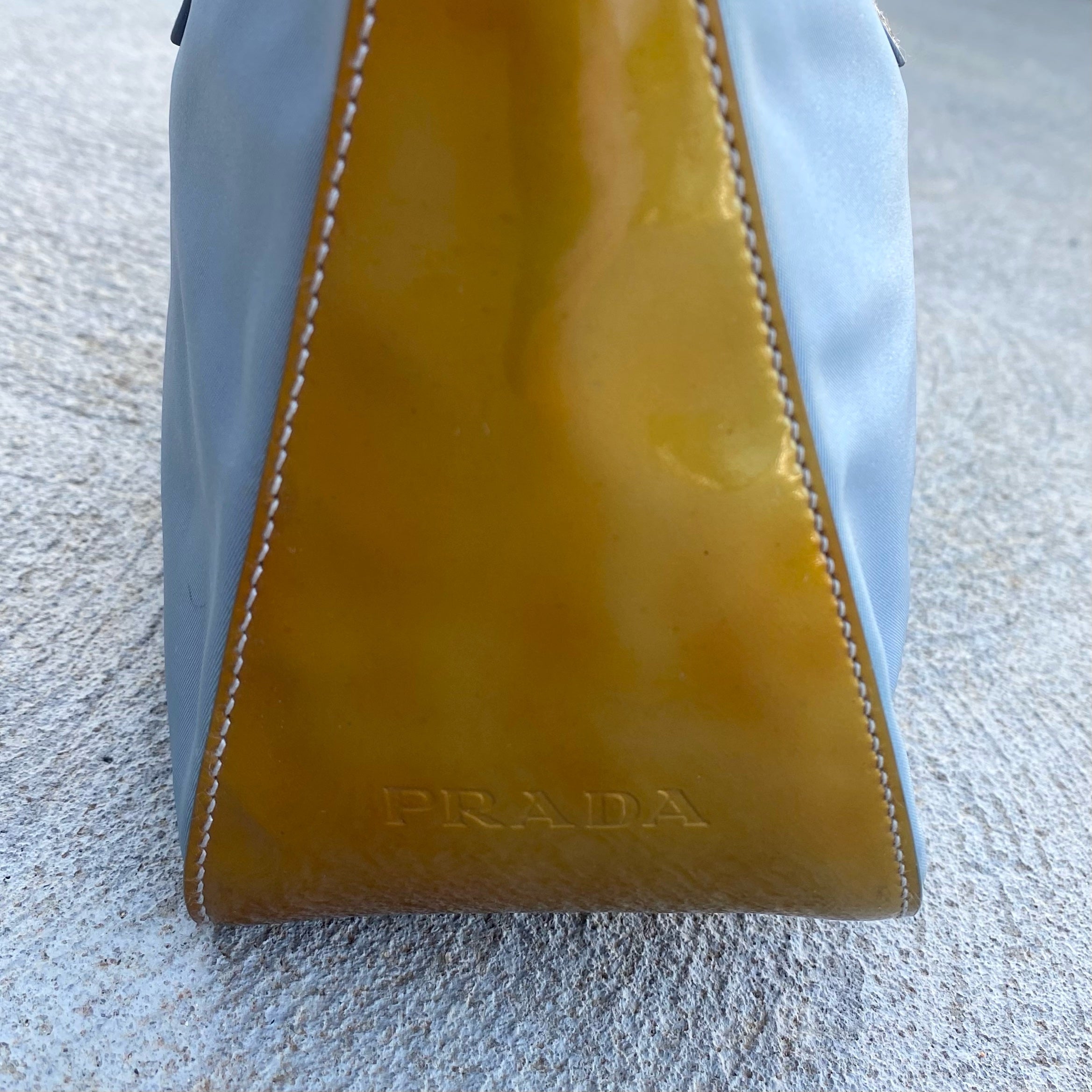Prada Vintage Nylon and Patent Leather Blue Hand / Shoulder Bag