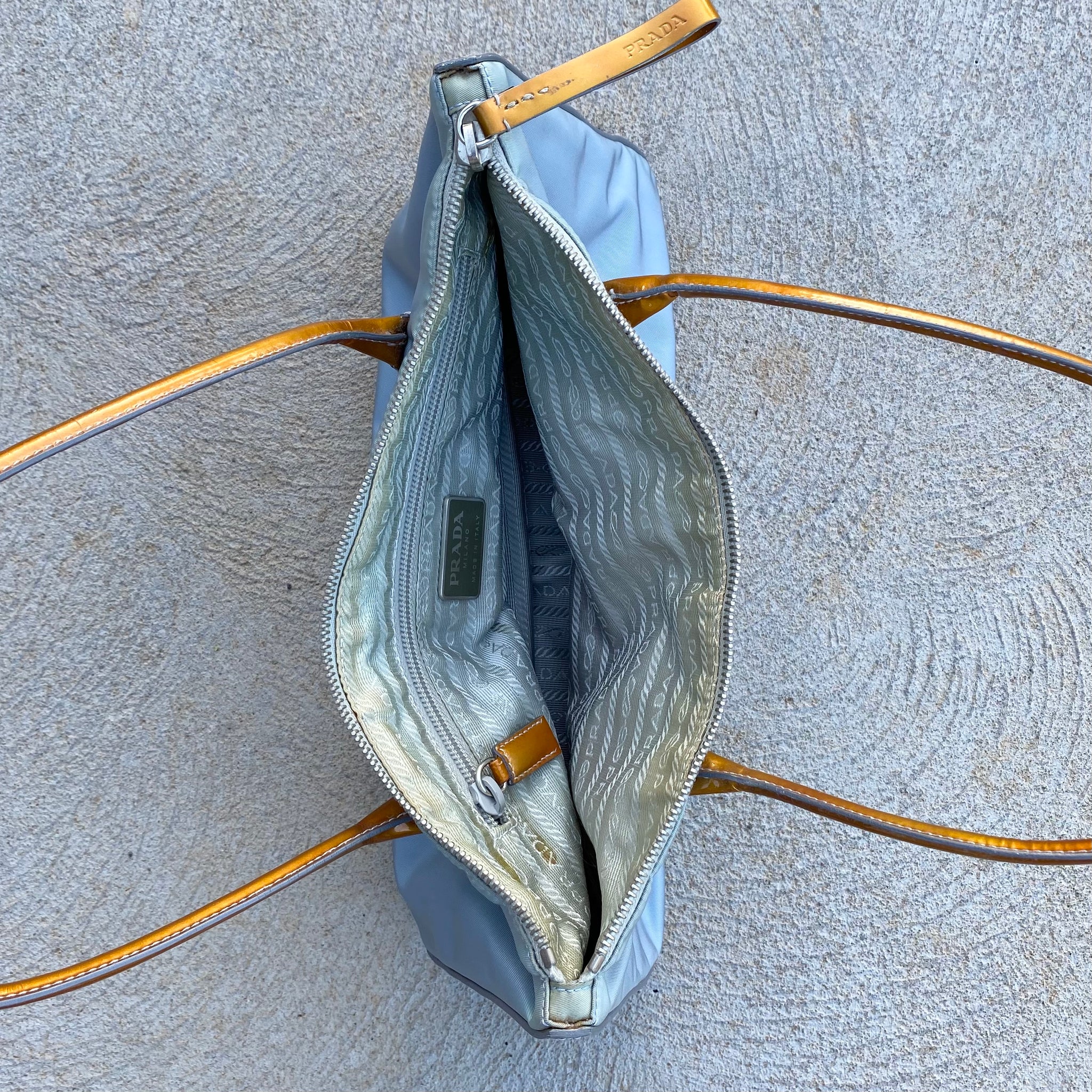Prada Vintage Nylon and Patent Leather Blue Hand / Shoulder Bag
