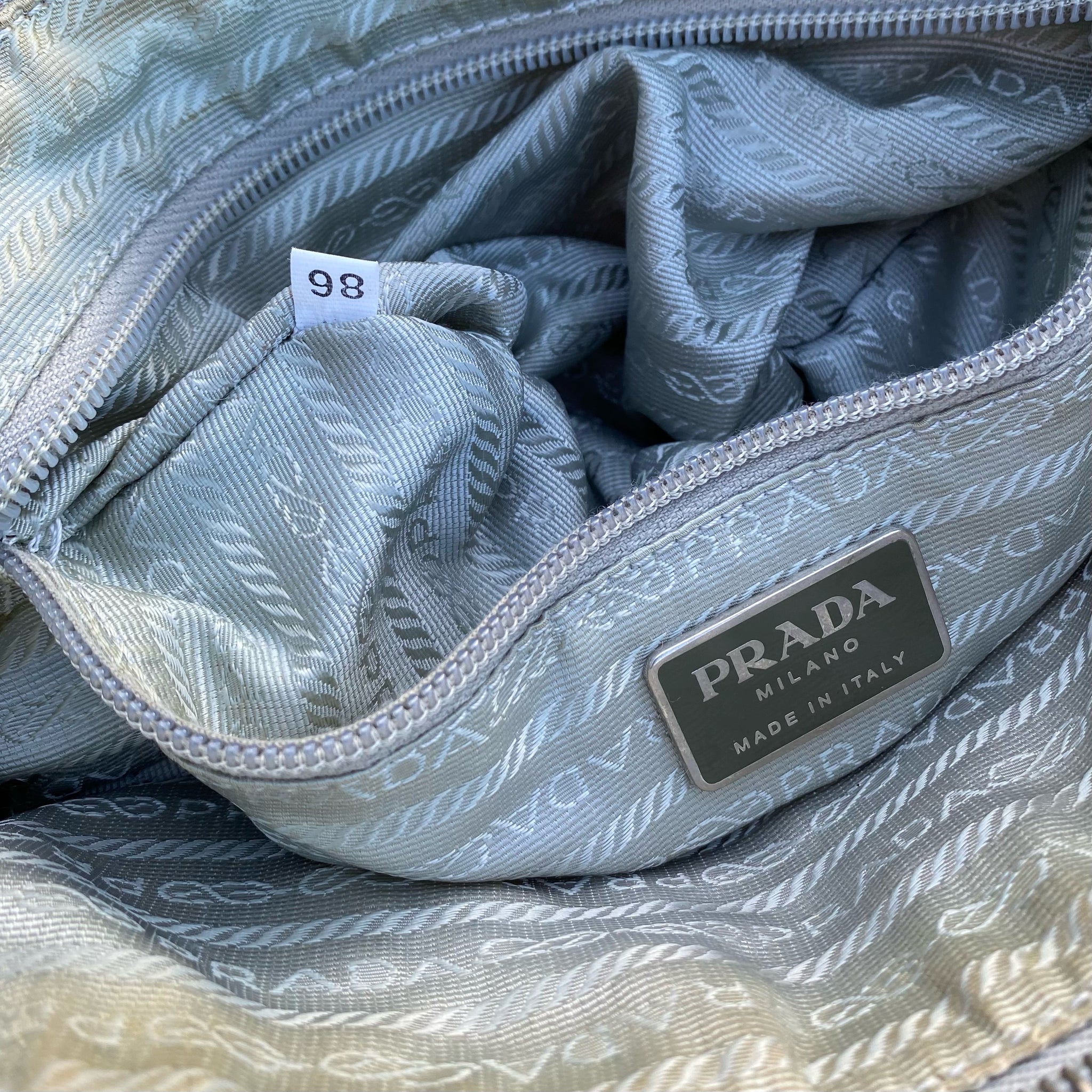 Prada Vintage Nylon and Patent Leather Blue Hand / Shoulder Bag