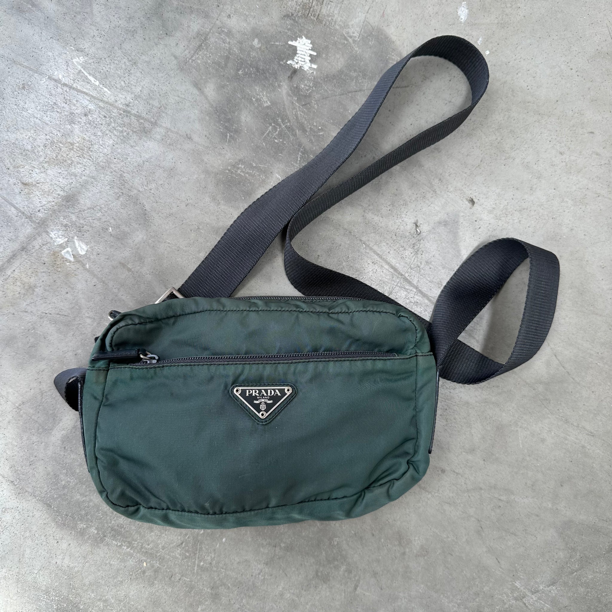 Prada Cross Body Messenger Bag Green