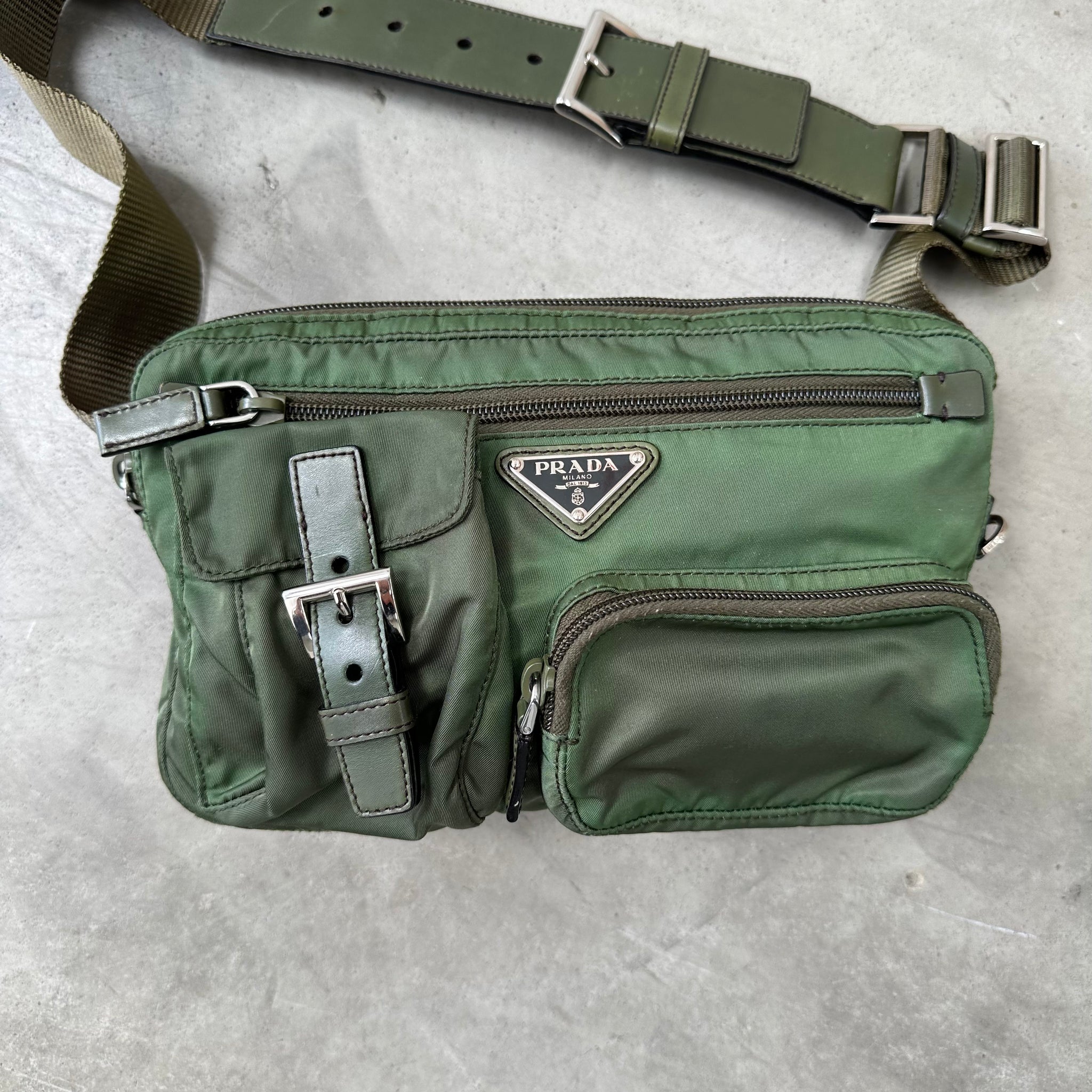 Prada Green Multi Pocket Belt Bag