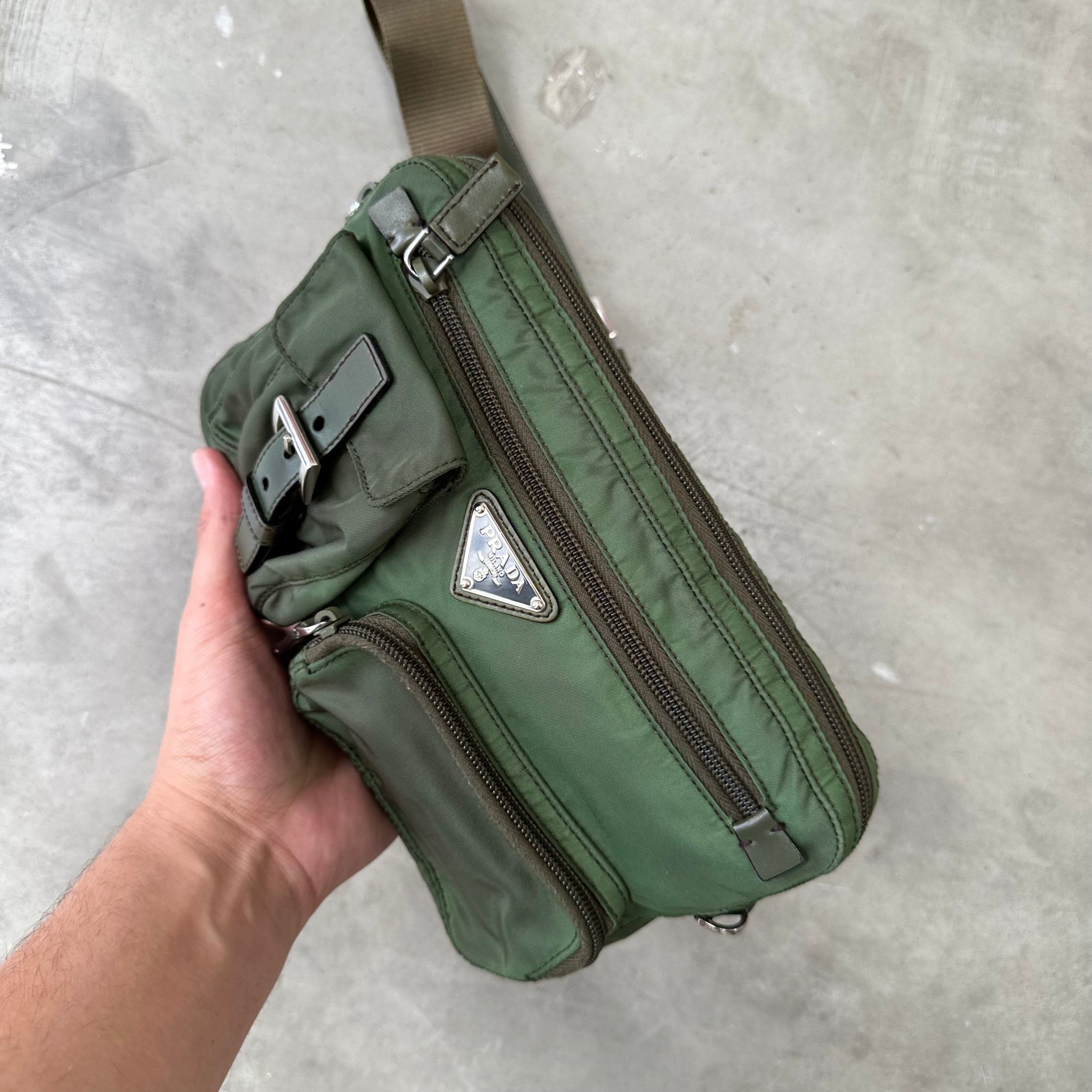 Prada Green Multi Pocket Belt Bag