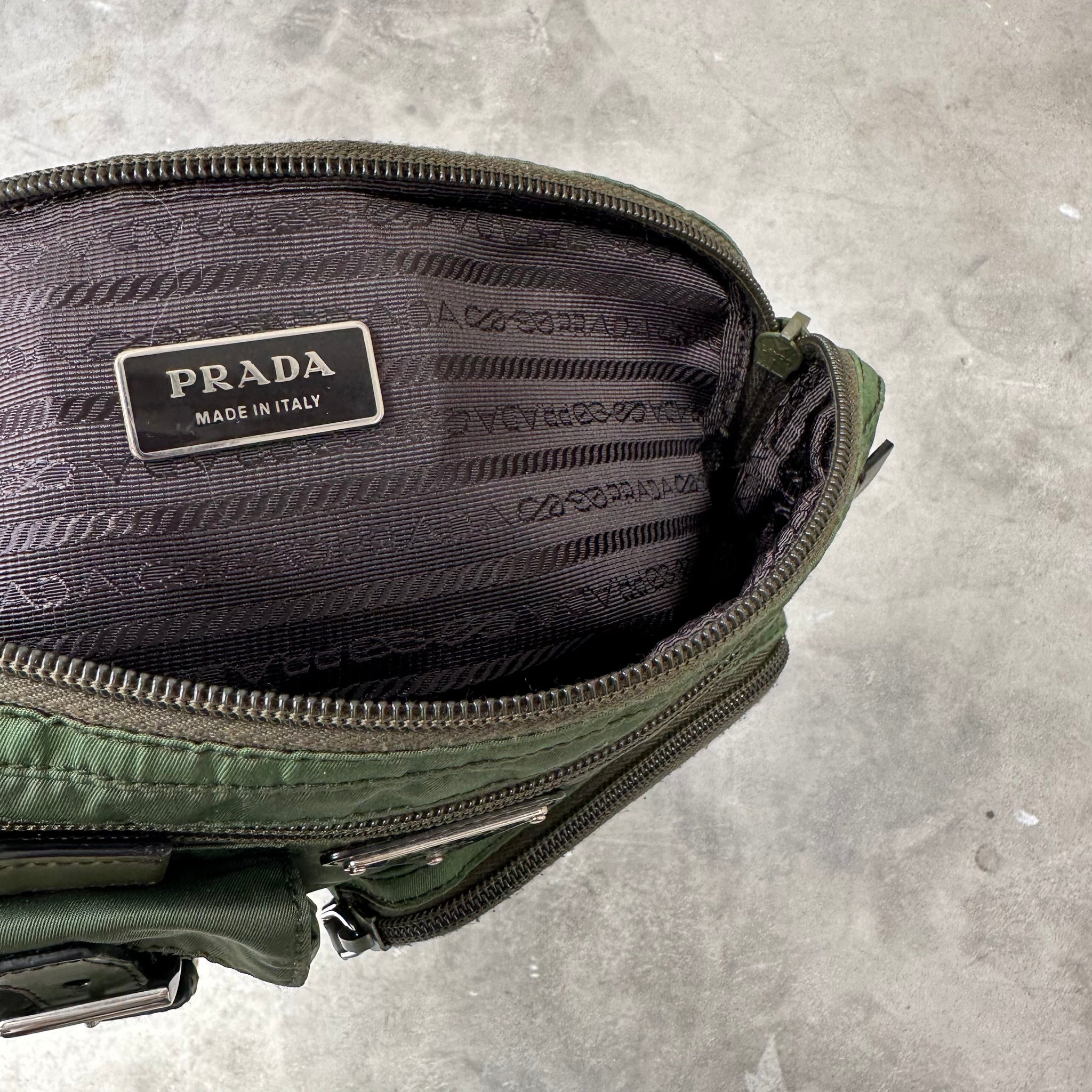 Prada Green Multi Pocket Belt Bag