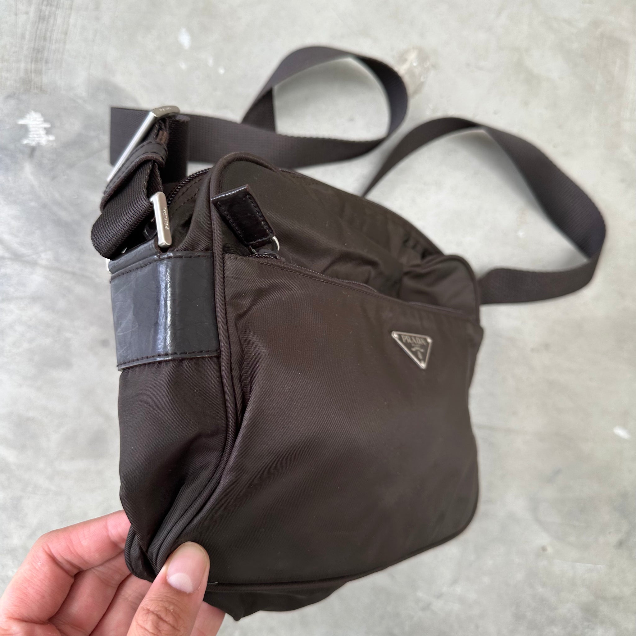 Prada Cross Body Messenger Bag Brown