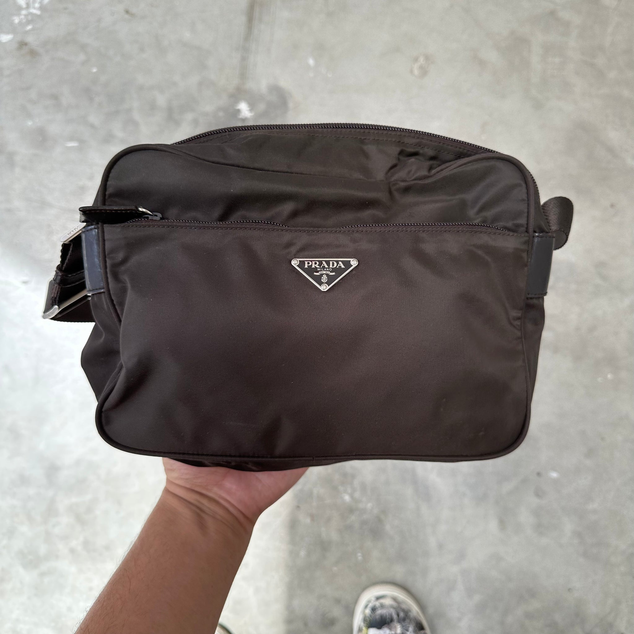 Prada Cross Body Messenger Bag Brown