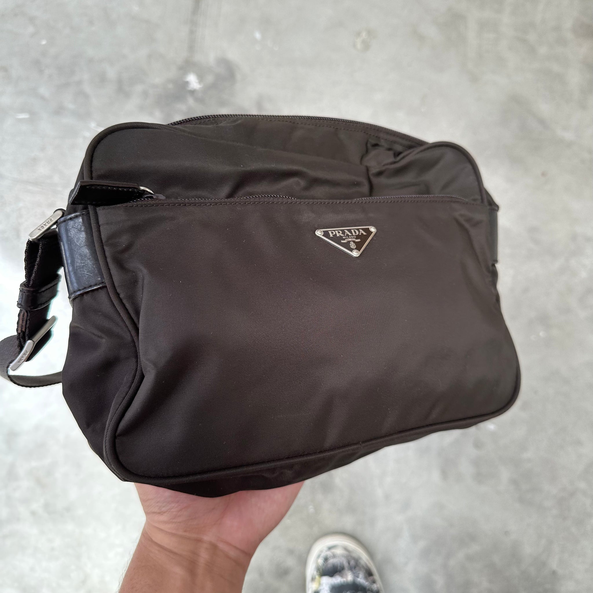 Prada Cross Body Messenger Bag Brown