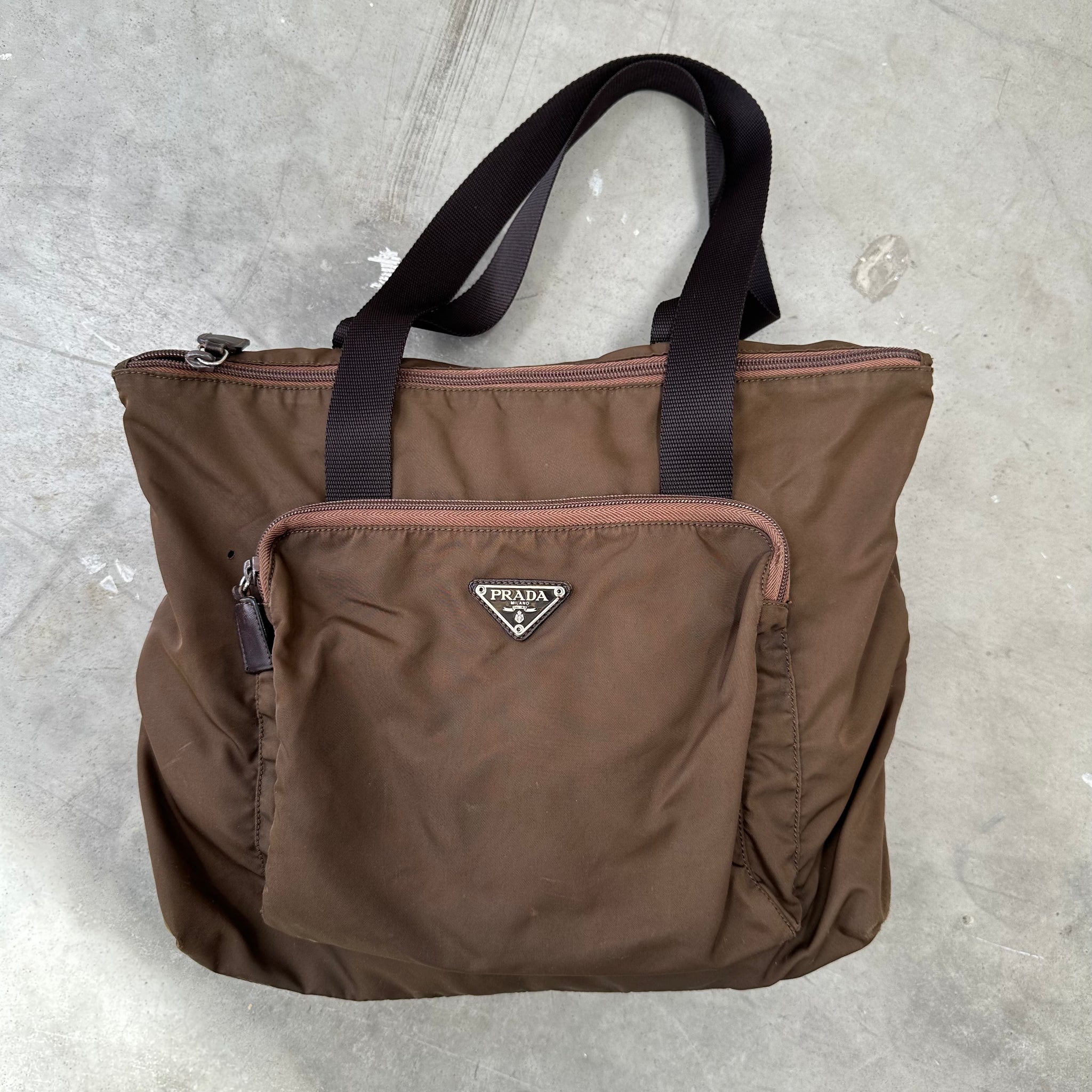 Prada Pocket Tote Bag Brown